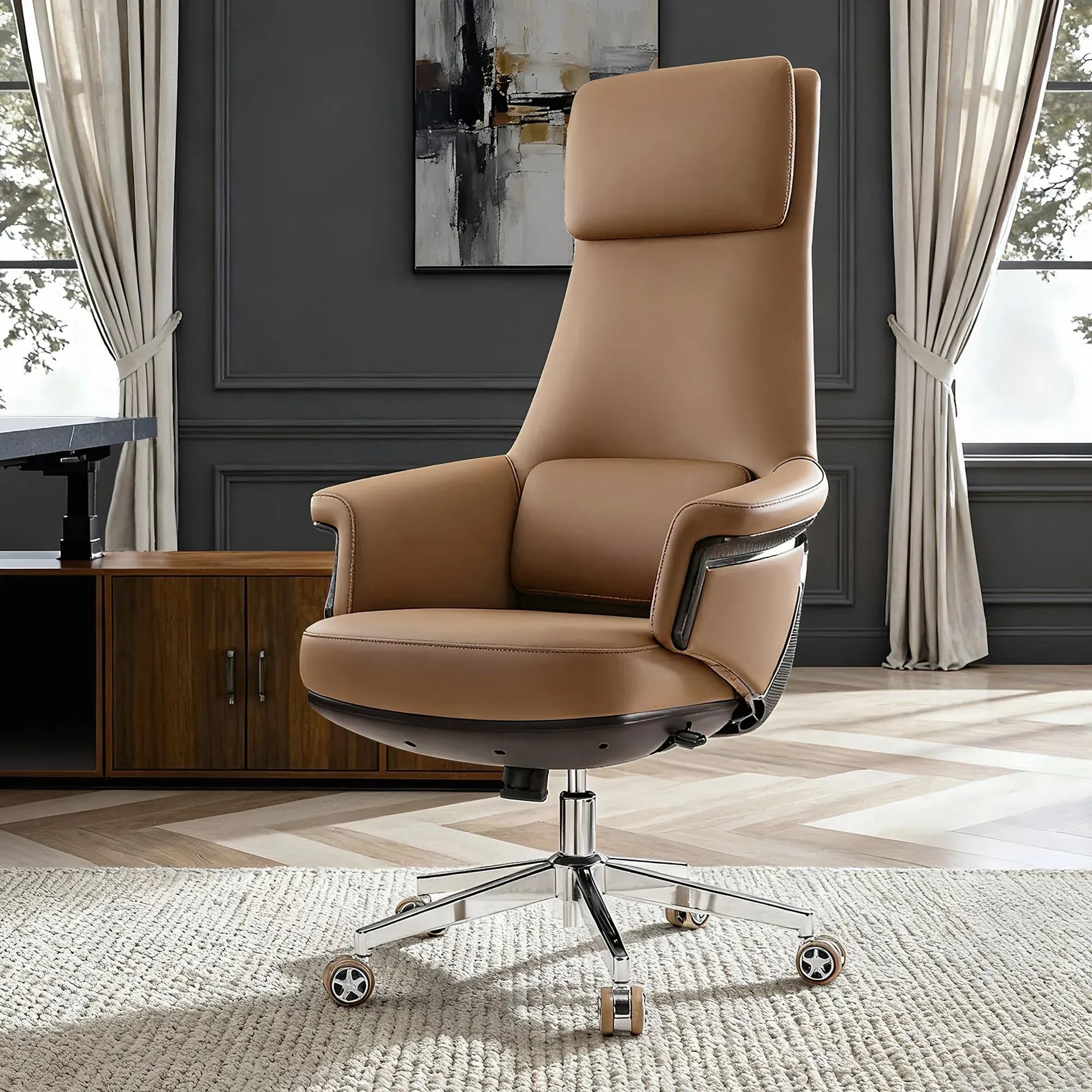 Royal Renee Executive Office Chair - Brown, Microfiber Leather