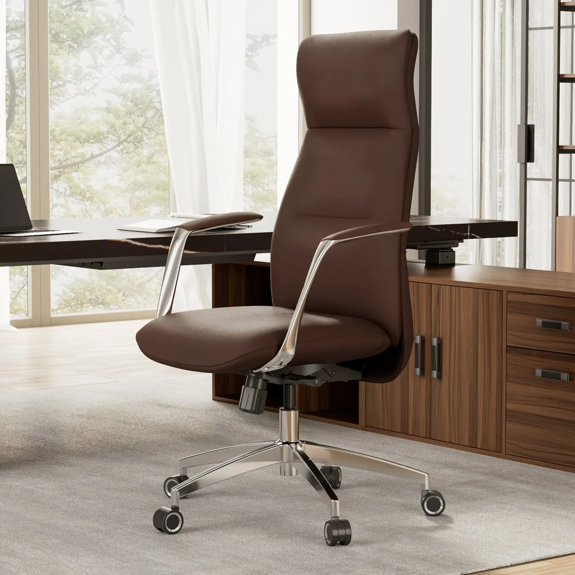 Royal Slim Executive Office Chair - Brown, Leather product