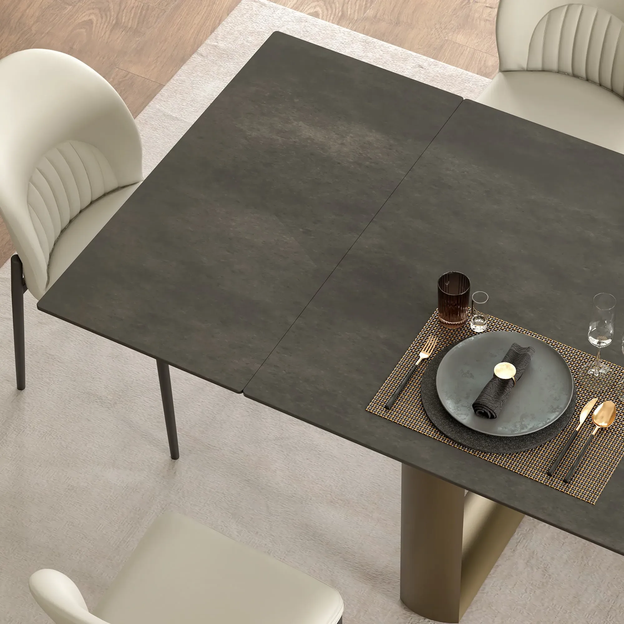 Savoy Extendable Dining Table - Black, Sintered Stone