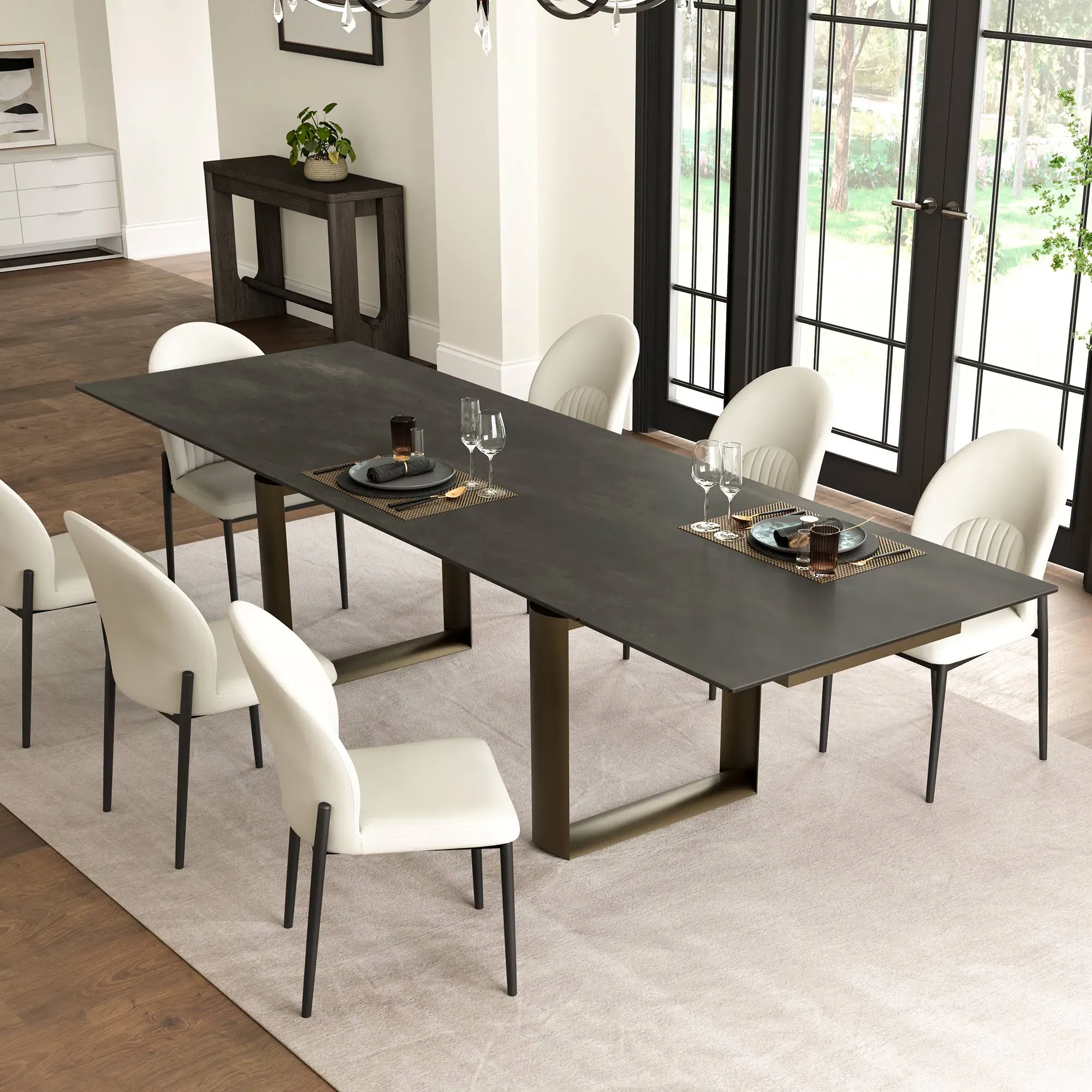 Savoy Extendable Dining Table - Black, Sintered Stone image