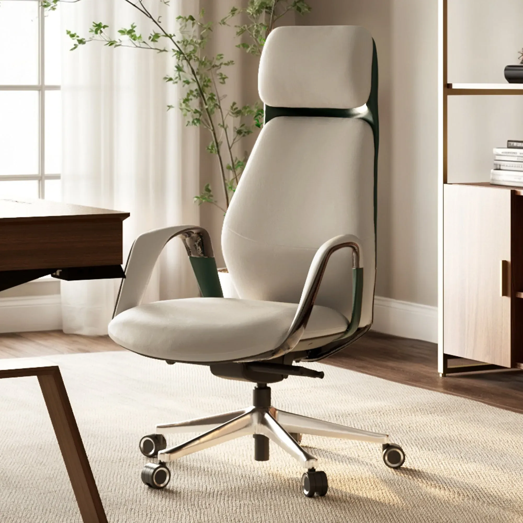 Serene Executive Office Chair - Beige, Napa Leather