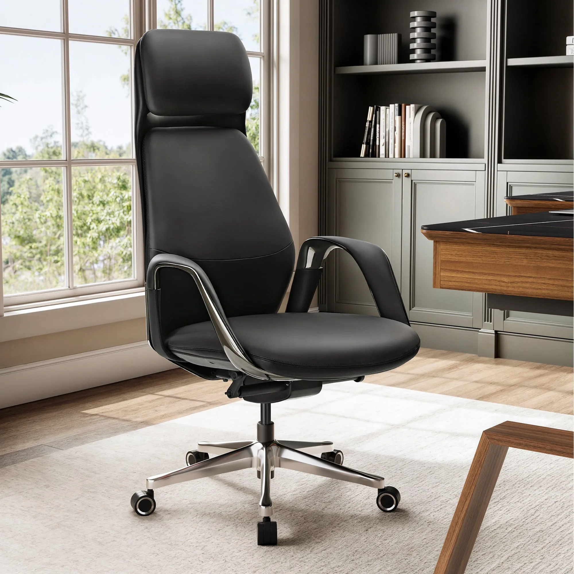 Serene Executive Office Chair - Black, Napa Leather