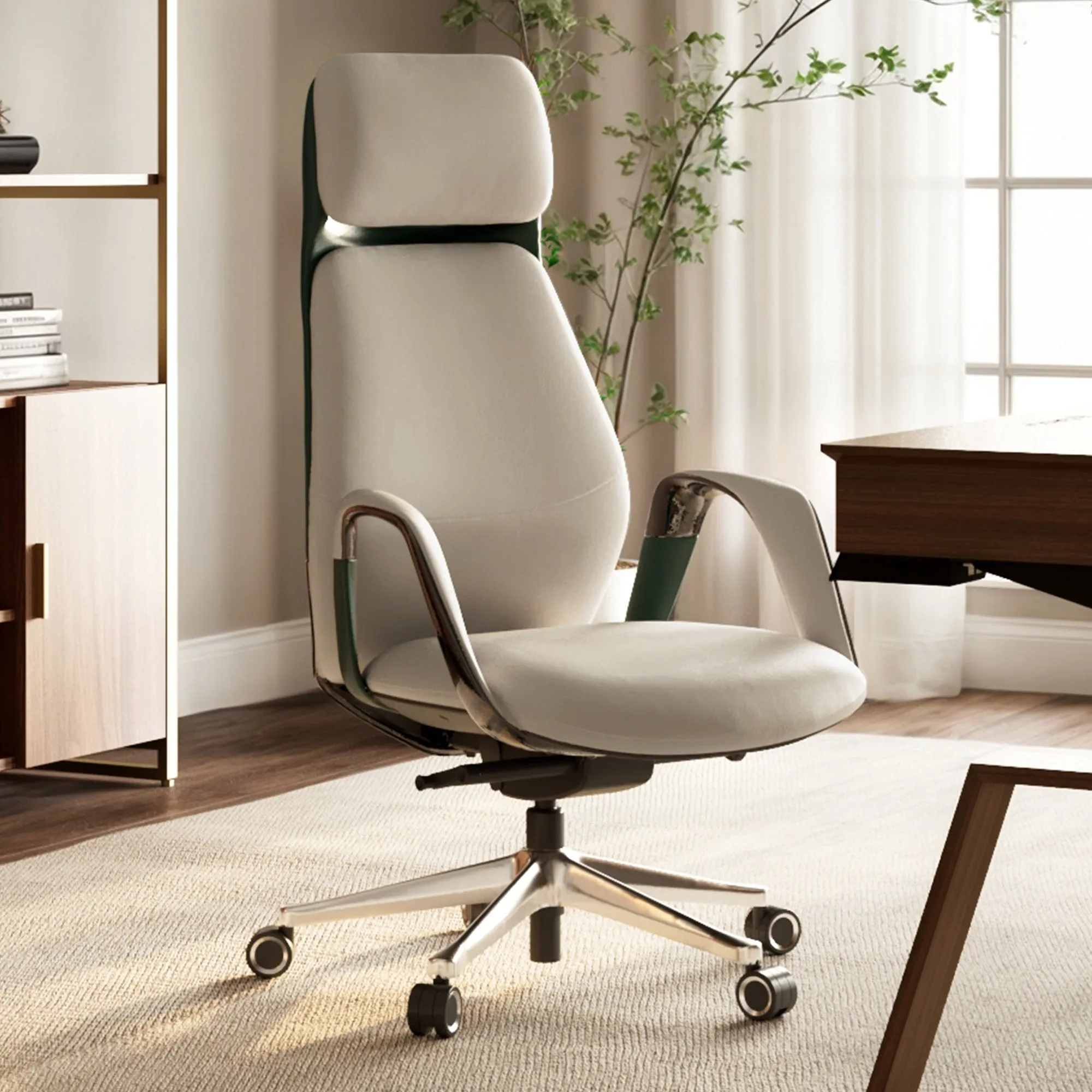 Serene Executive Office Chair Reclining - Beige, Napa Leather