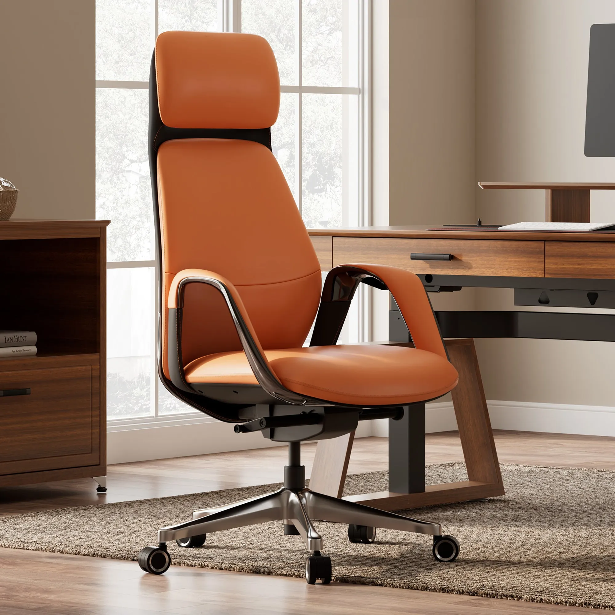 Serene Executive Office Chair Reclining - Orange, Napa Leather product