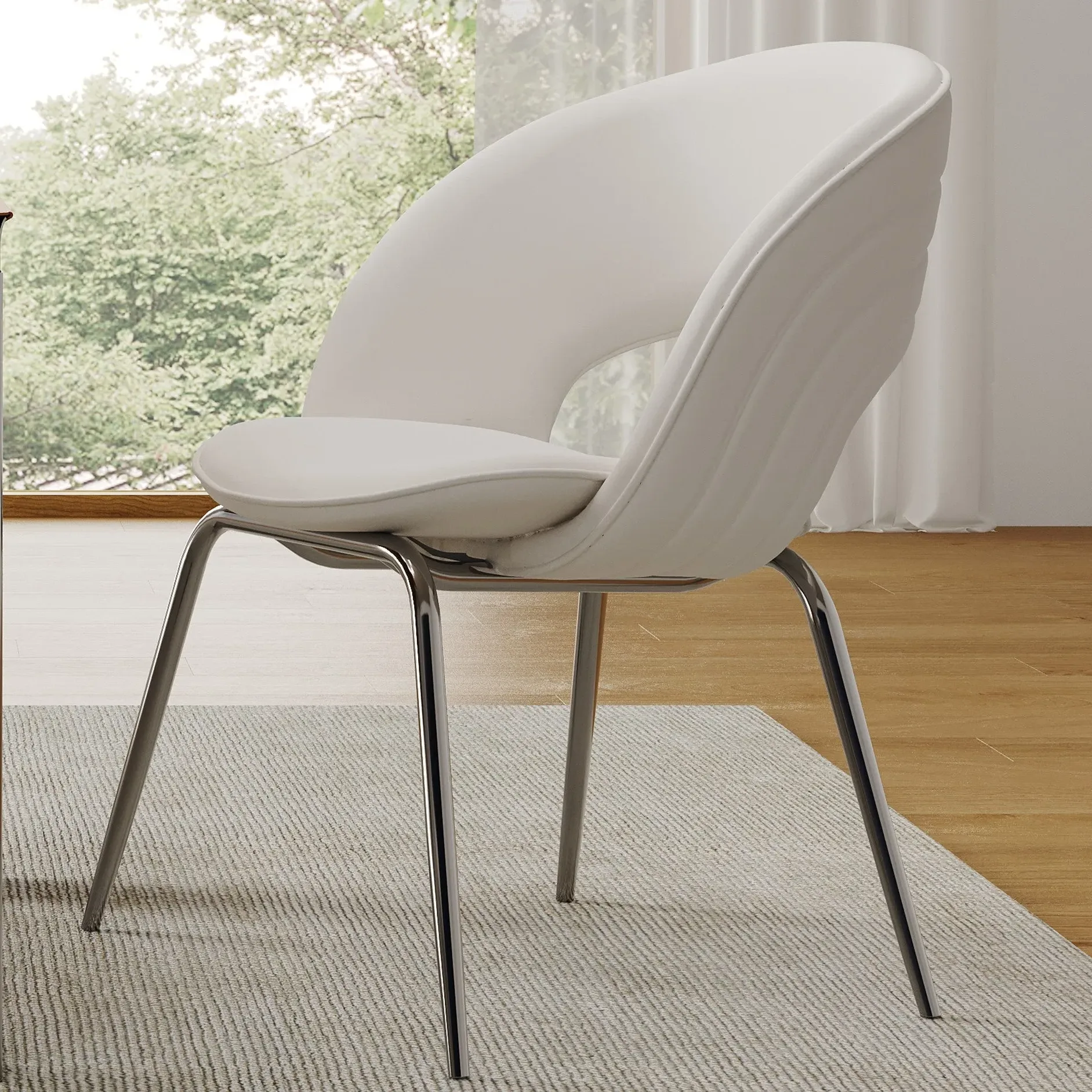 Shanean Velvet Dining Chair - Off-White