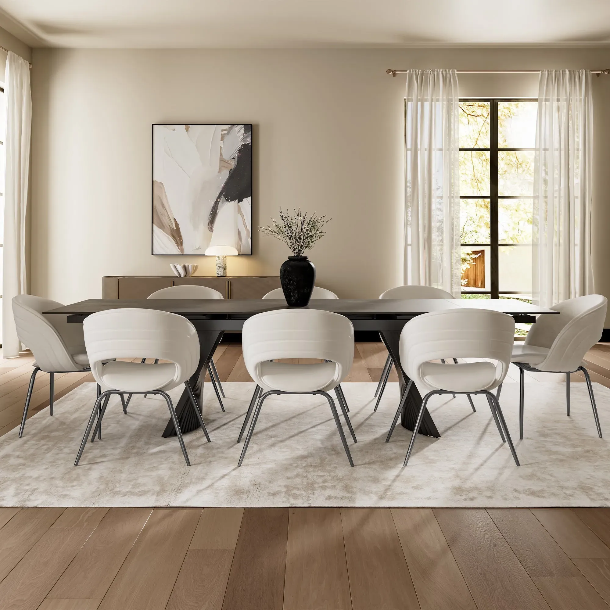 Shanean Velvet Dining Chair - Off-White