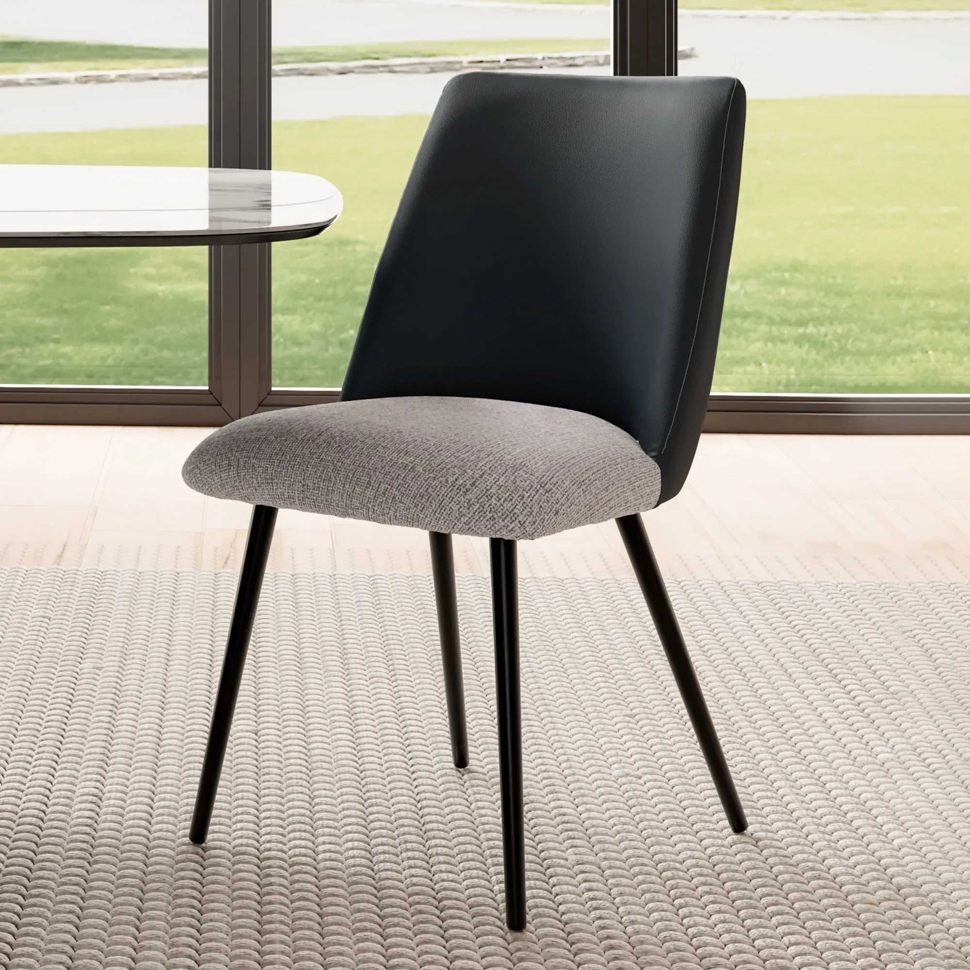 Solace Upholstered Dining Side Chairs Set of 2 - Black Gray