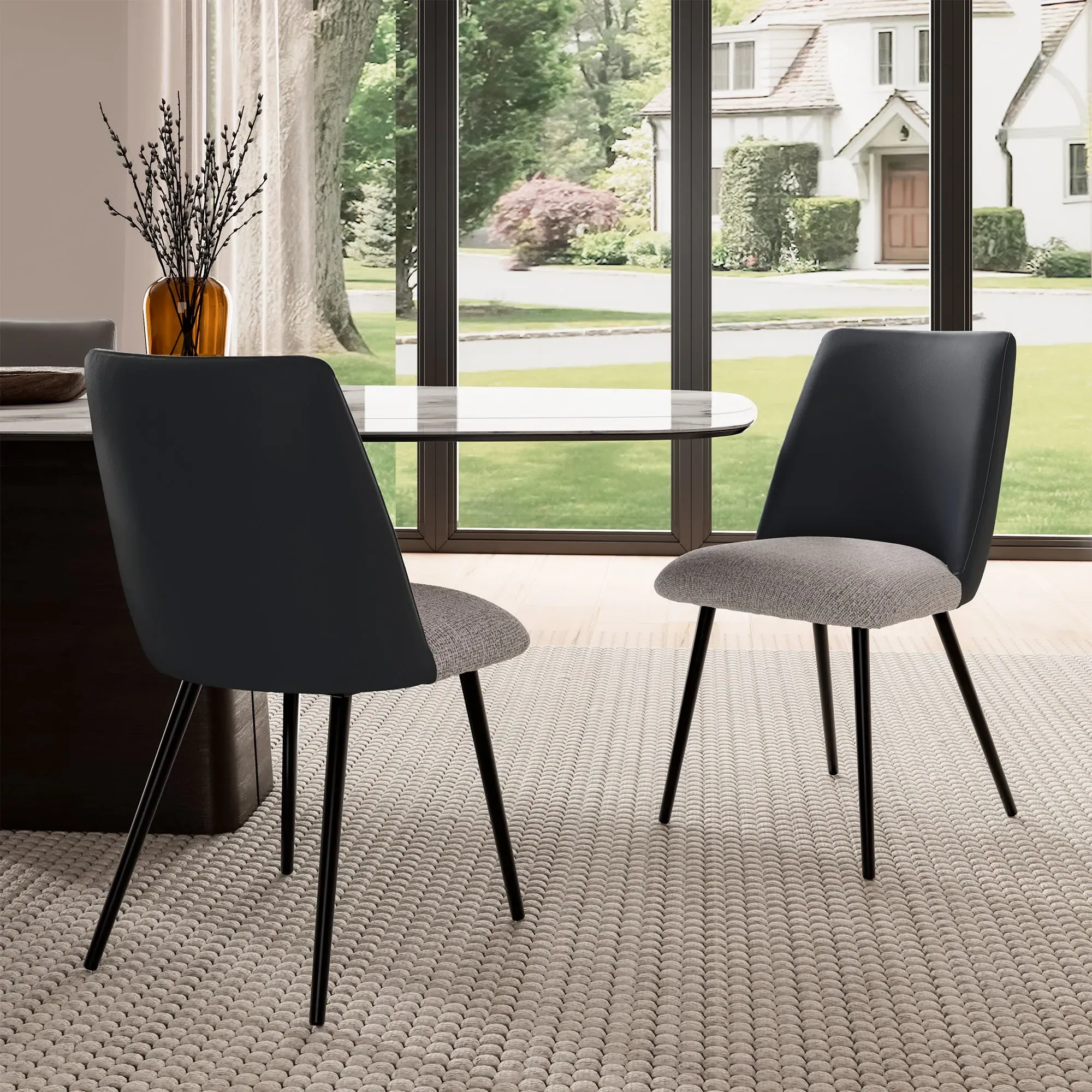 Solace Upholstered Dining Side Chairs Set of 2 - Black Gray