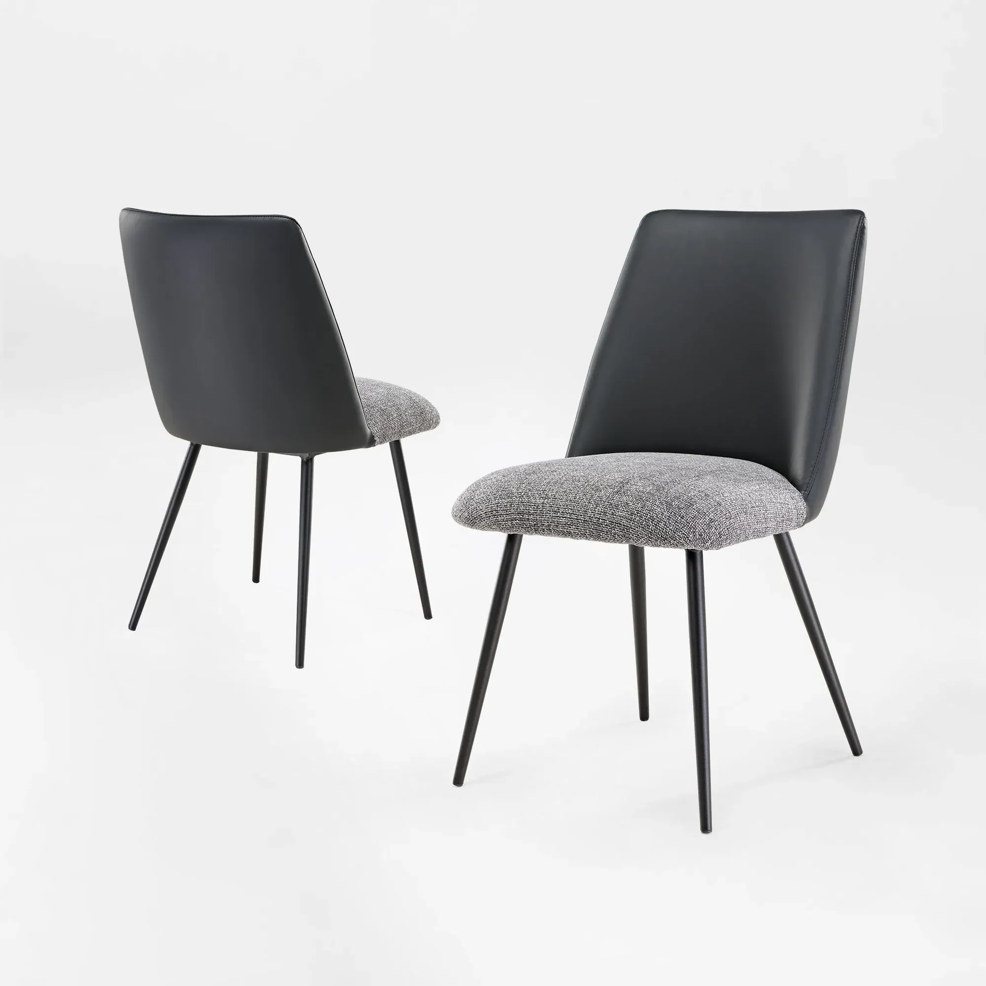 Solace Upholstered Dining Side Chairs Set of 2 - Black Grey, PU Leather product