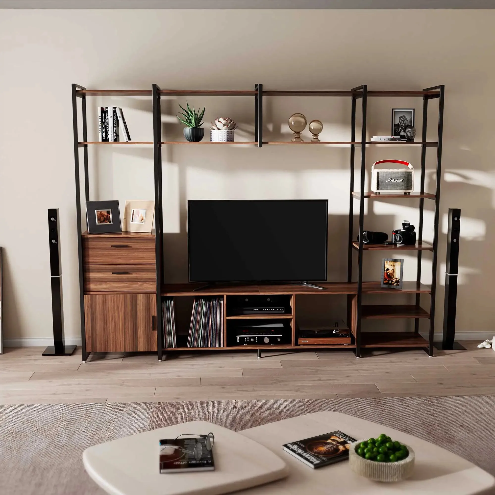 Sonoma TV Stand with Storage Cabinet & Book Shelves
