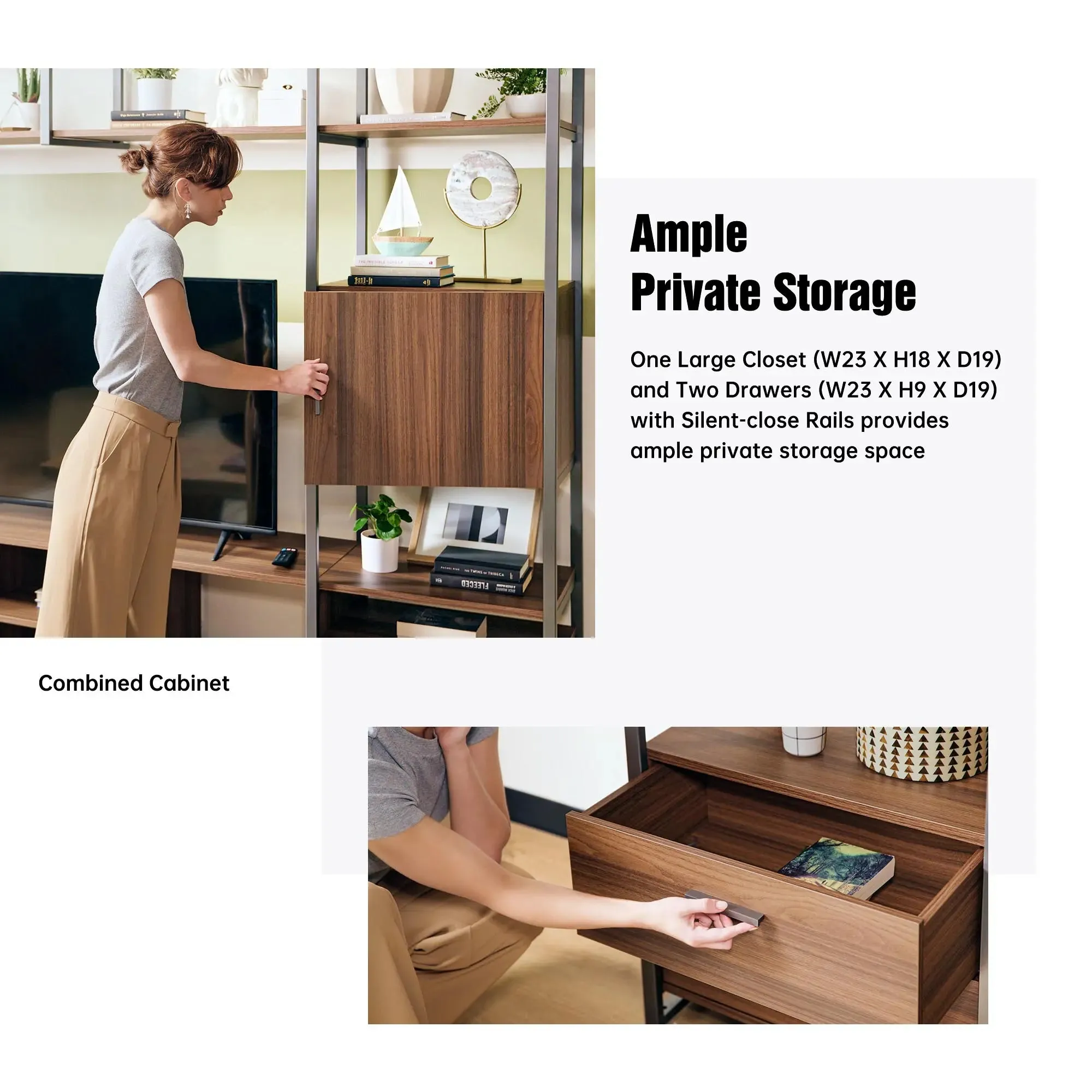 Sonoma TV Stand with Storage Cabinet & Book Shelves