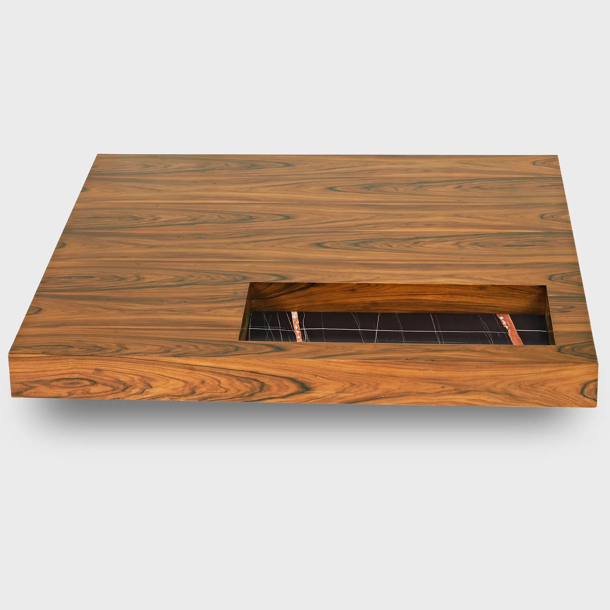Square Coffee Table with Sunken Desktop - Wood
