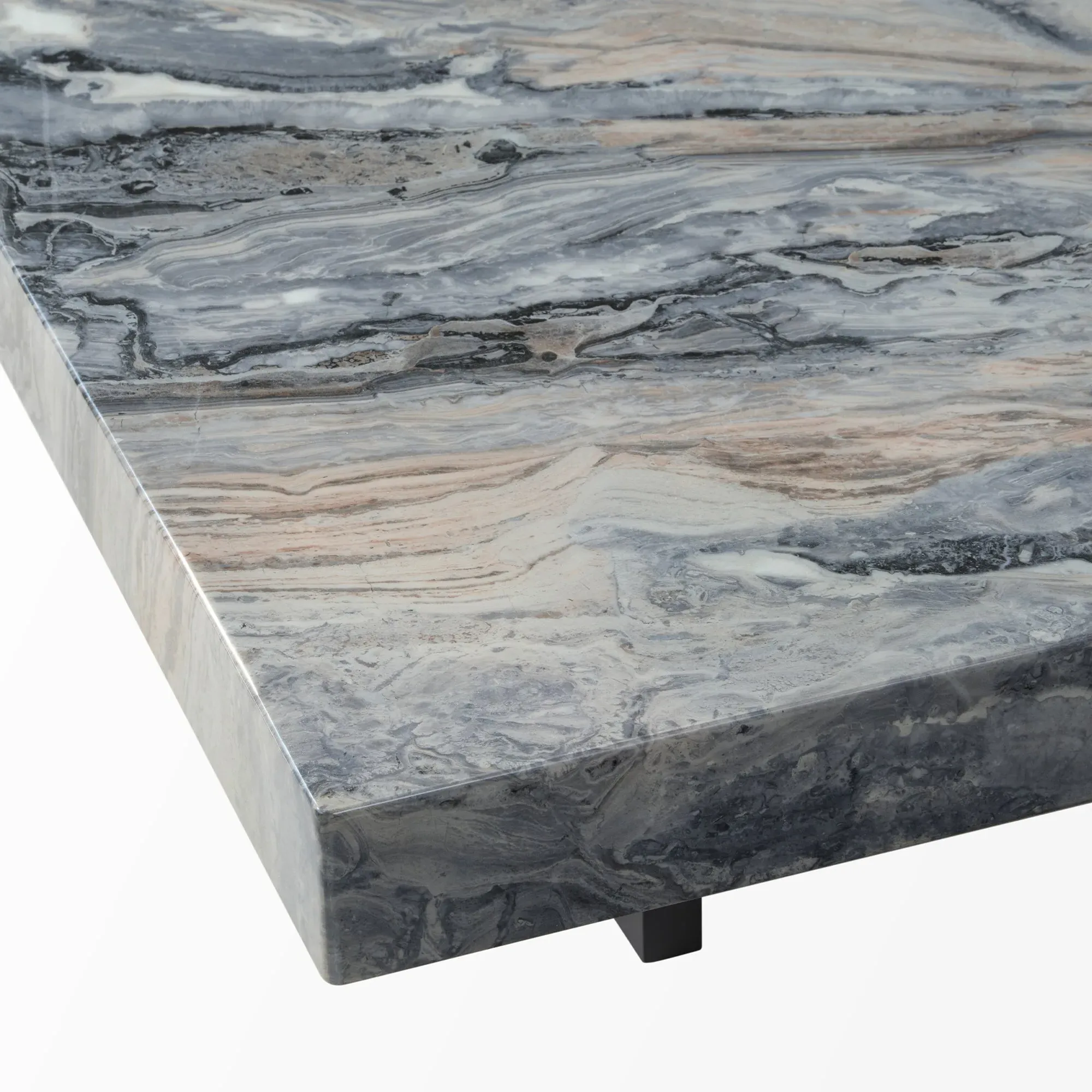 Square Marble Coffee Table with Sunken Desktop - Black