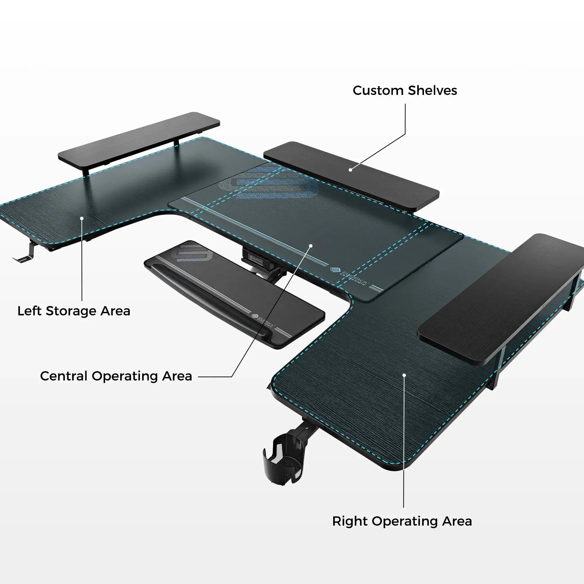 U-Shaped Standing Desk with Accessories Set