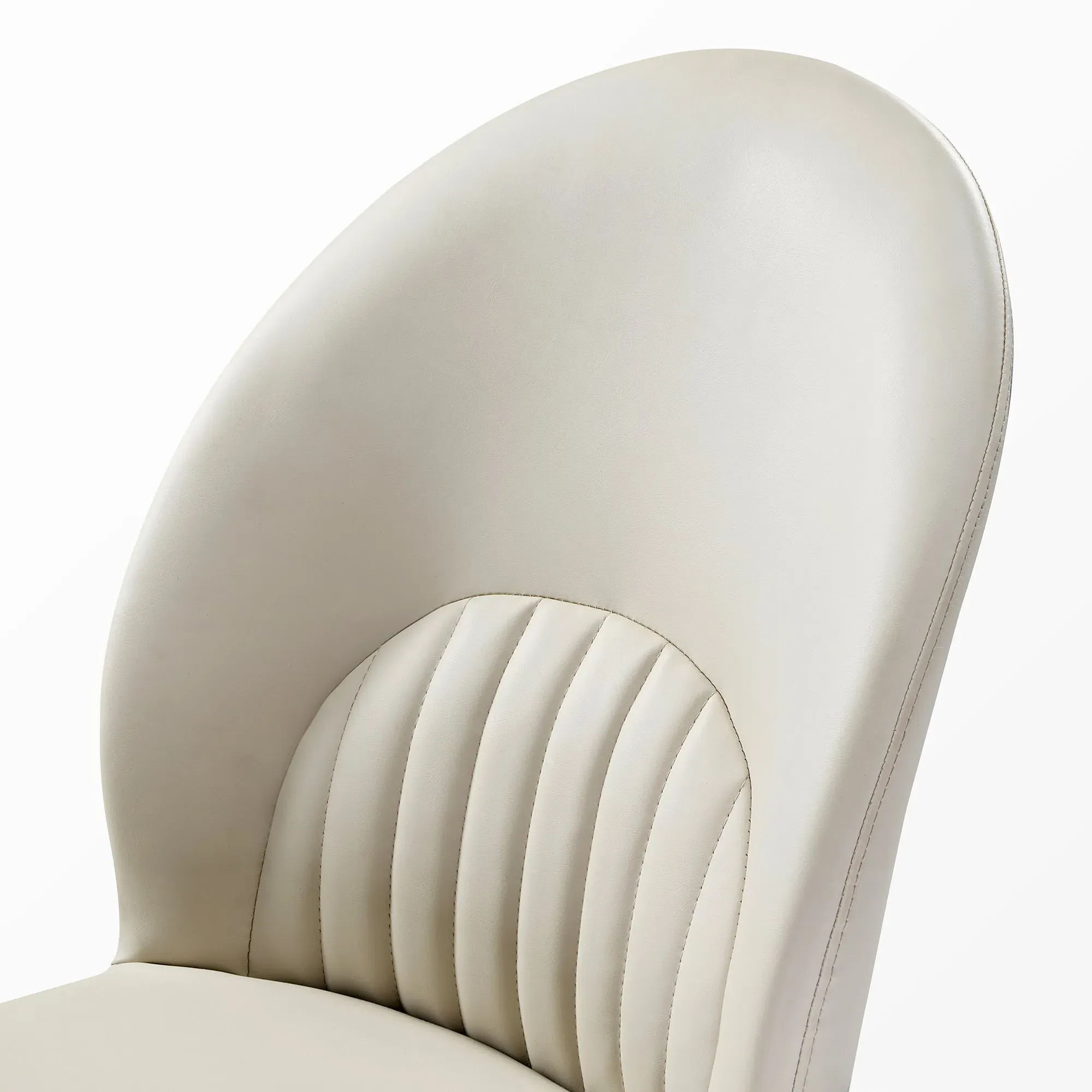 Upholstered Dining Side Chair Set of 2 - Off-White, Leather