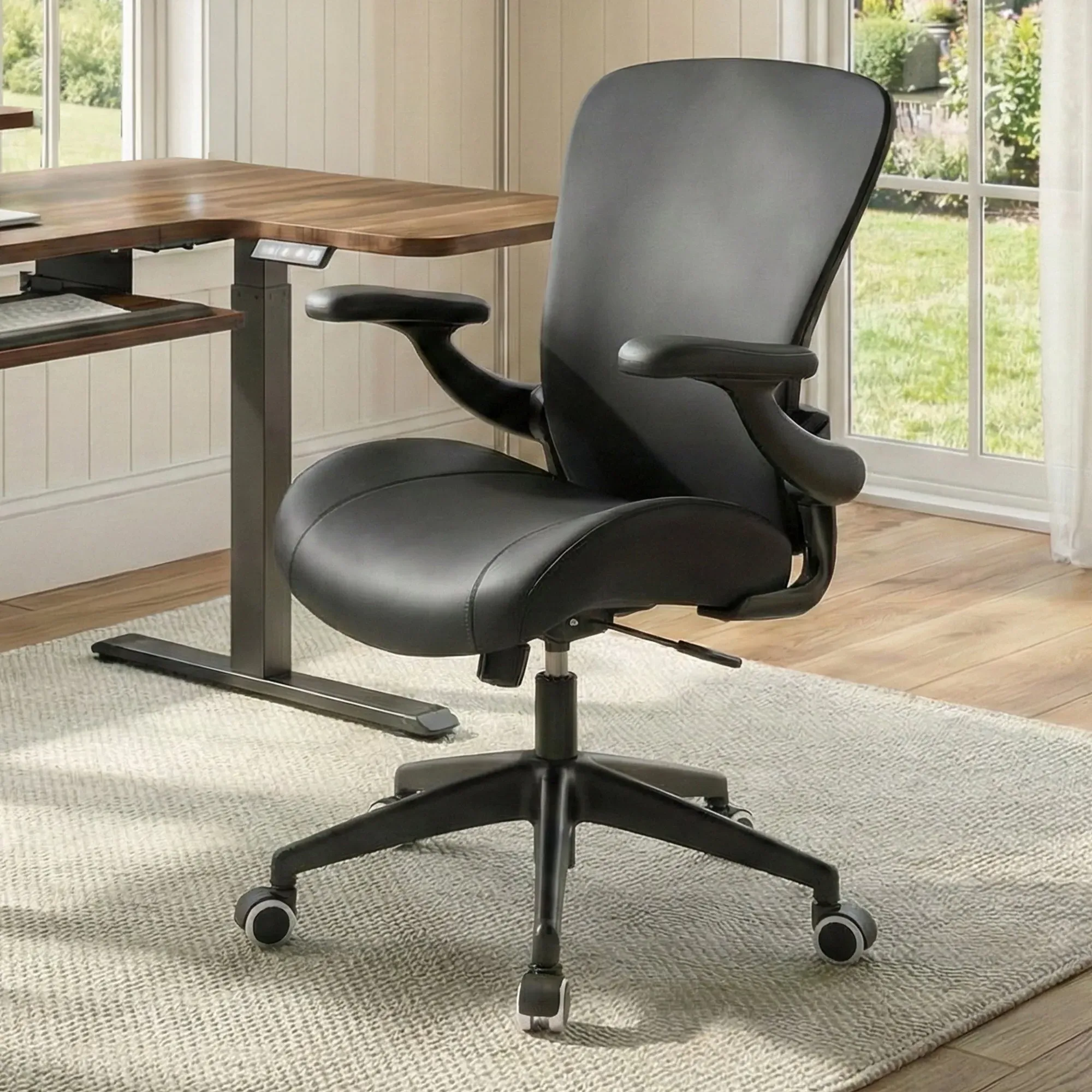 Vera Ergonomic Office Chair - Black, PU Leather