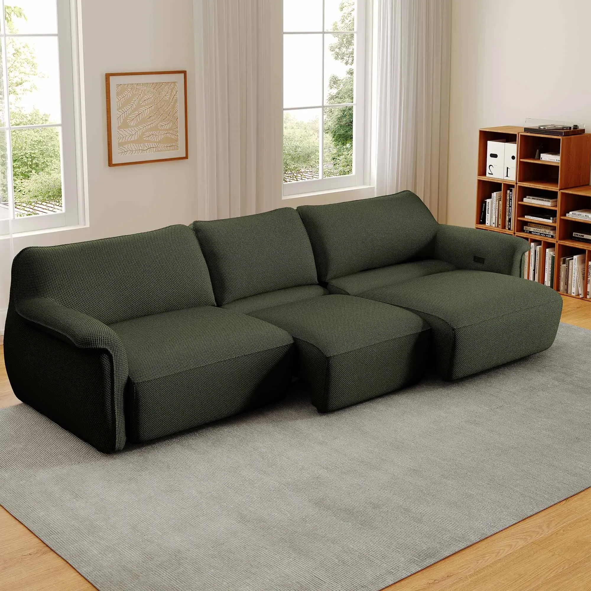 Vero Power 3-Seater Sleeper Sofa Reclining - Green, Techno 3D Mesh