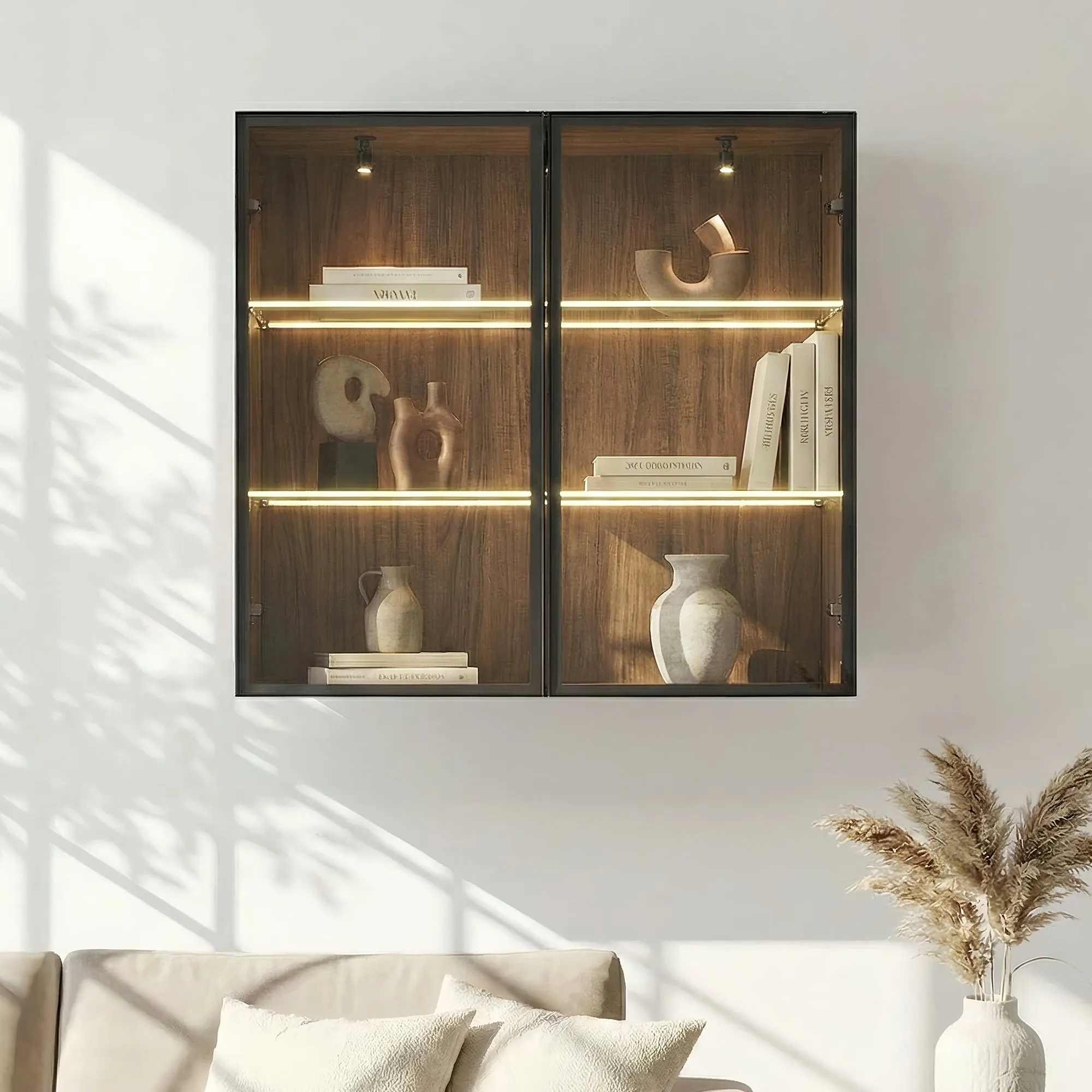 Wall Mounted Curio Cabinet with Glass Doors product