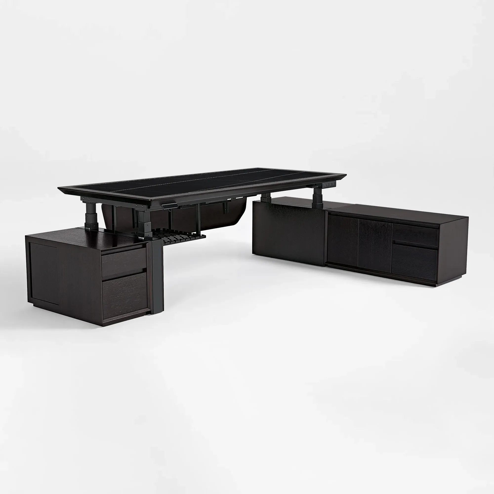 Zen Executive Standing Desk with Cabinets