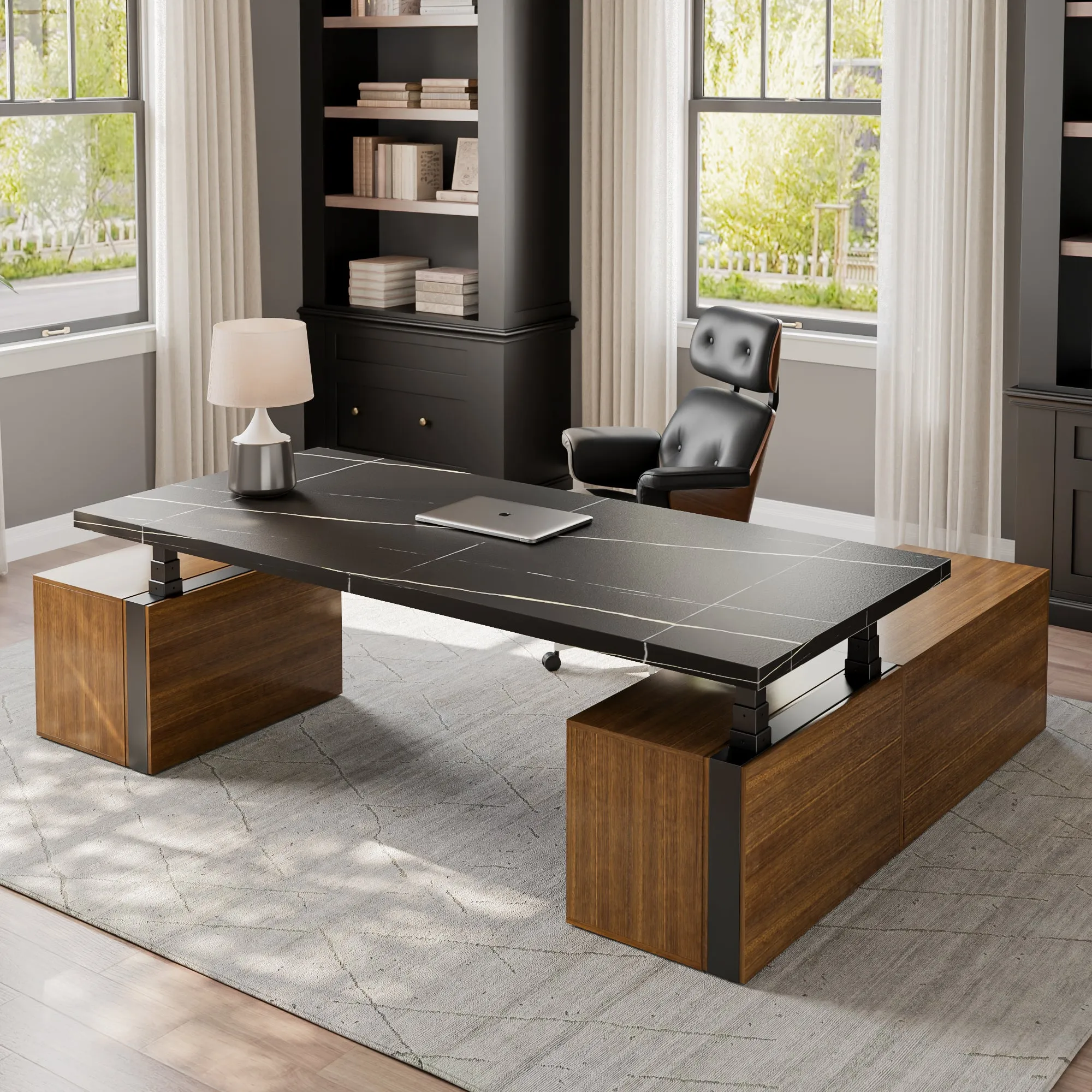 Zen Pro Office Set with Standing Desk & Chair - Sintered Stone