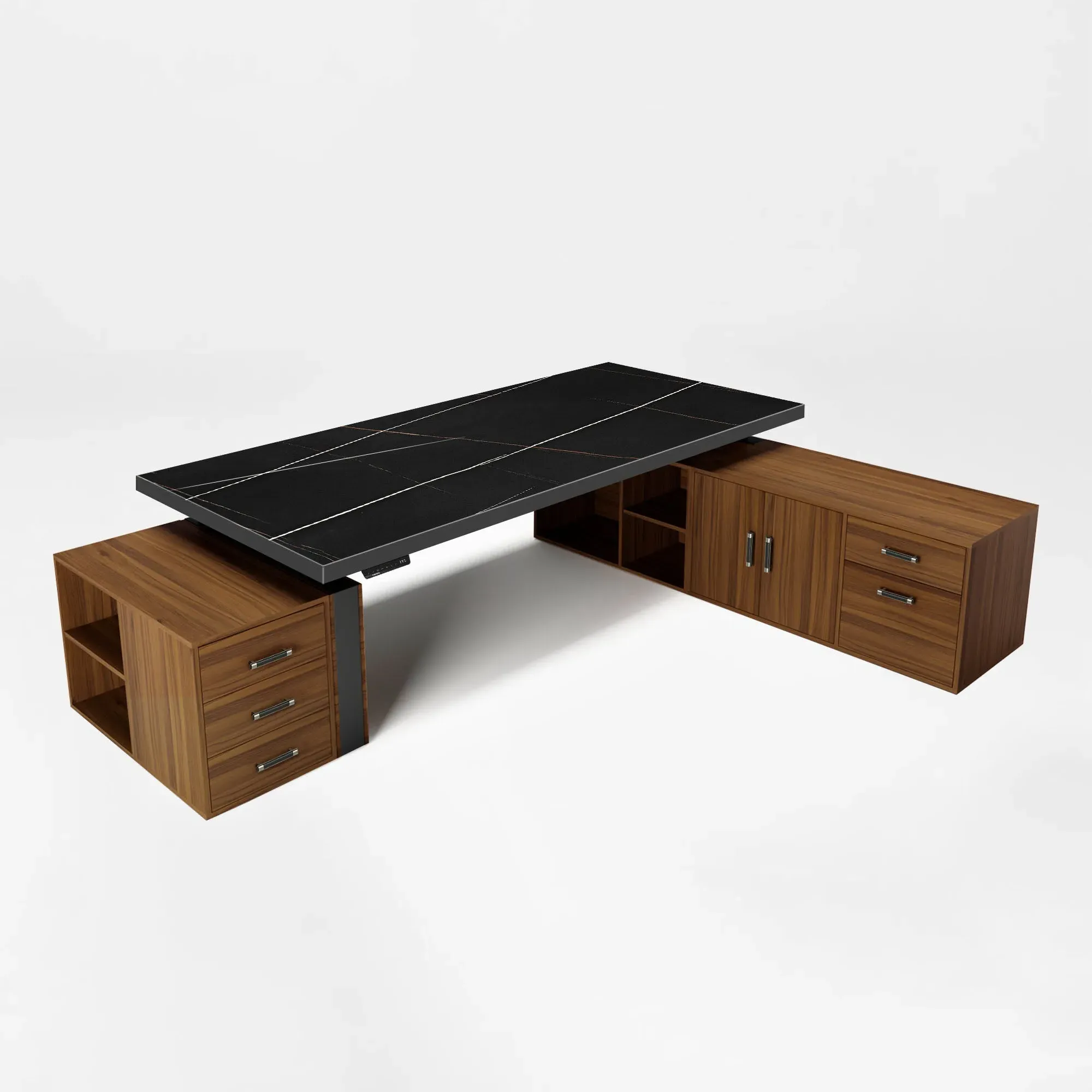 Zen Pro Office Set with Standing Desk & Chair - Sintered Stone