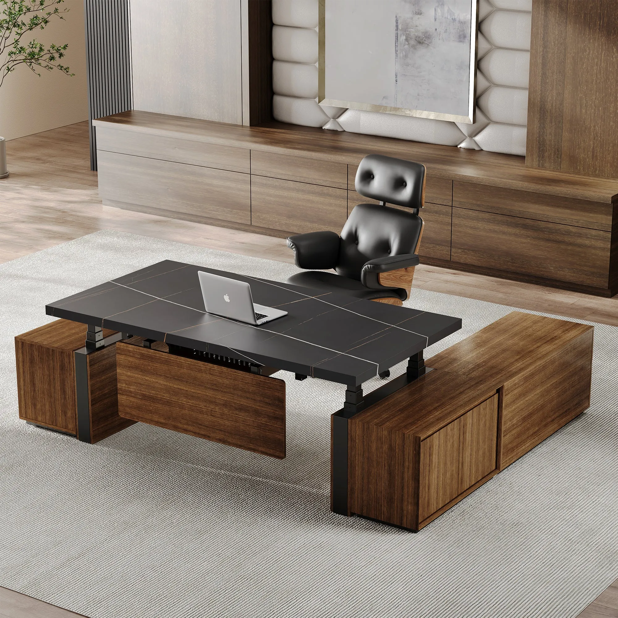 Zen Pro Series 72" Standing Desk with Cabinets - Black image