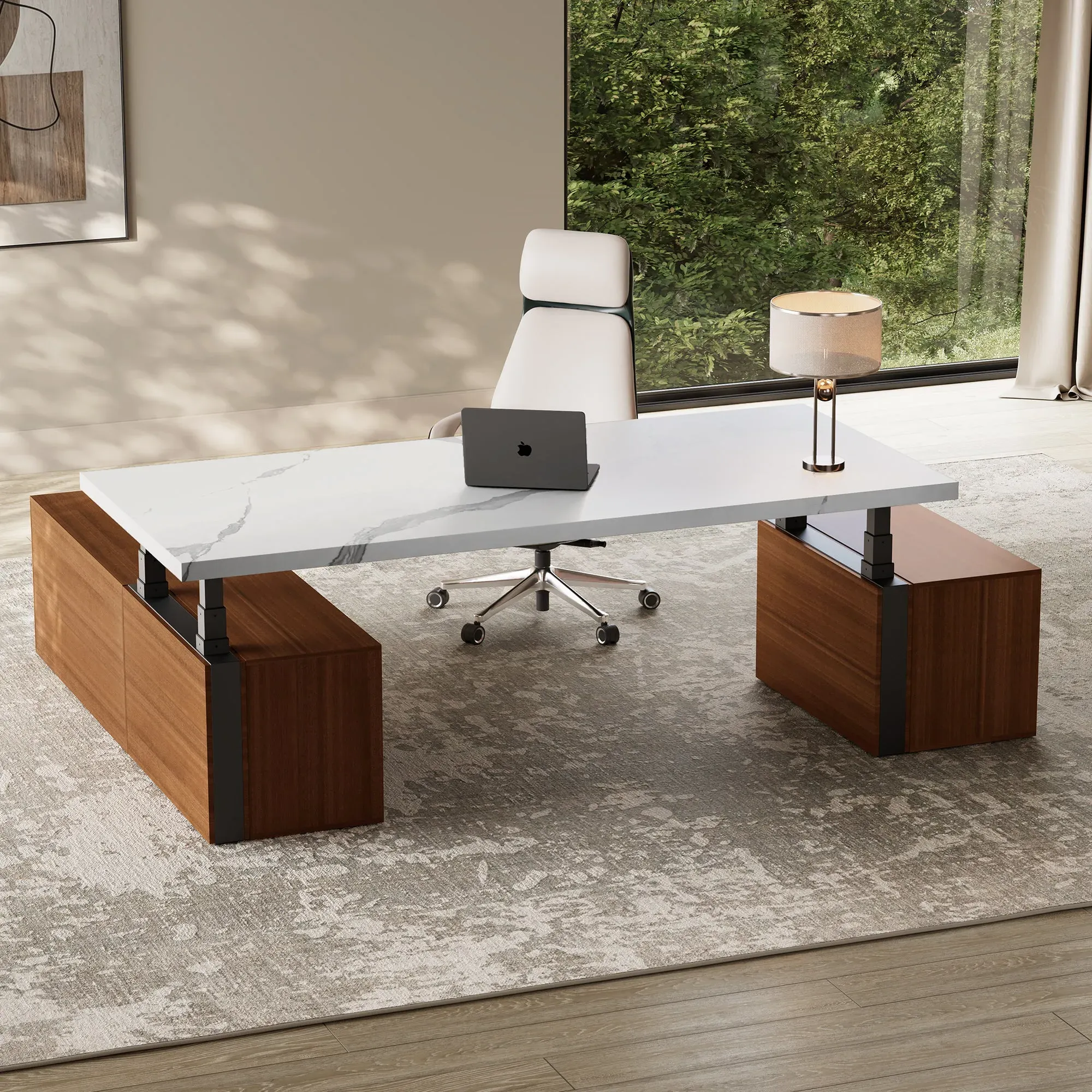 Zen Pro Series 87" Standing Desk with Cabinets - White