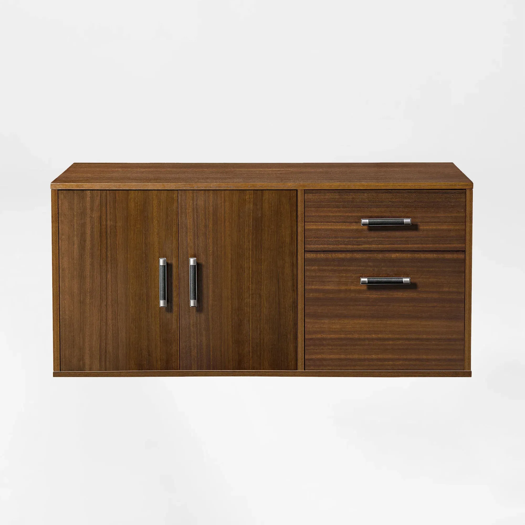 Zen Pro Standing Desk with 2-Drawer Cabinet - Golden Walnut, Sintered Stone