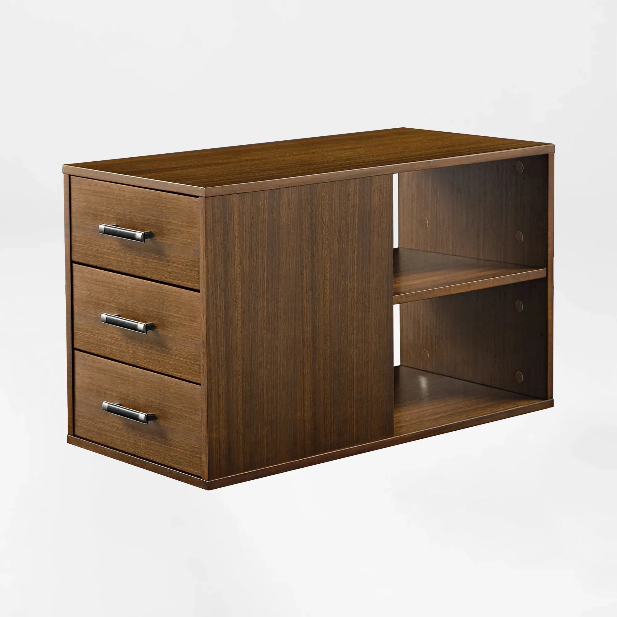 Zen Pro Standing Desk with 3-Drawer File Cabinet - Golden Walnut