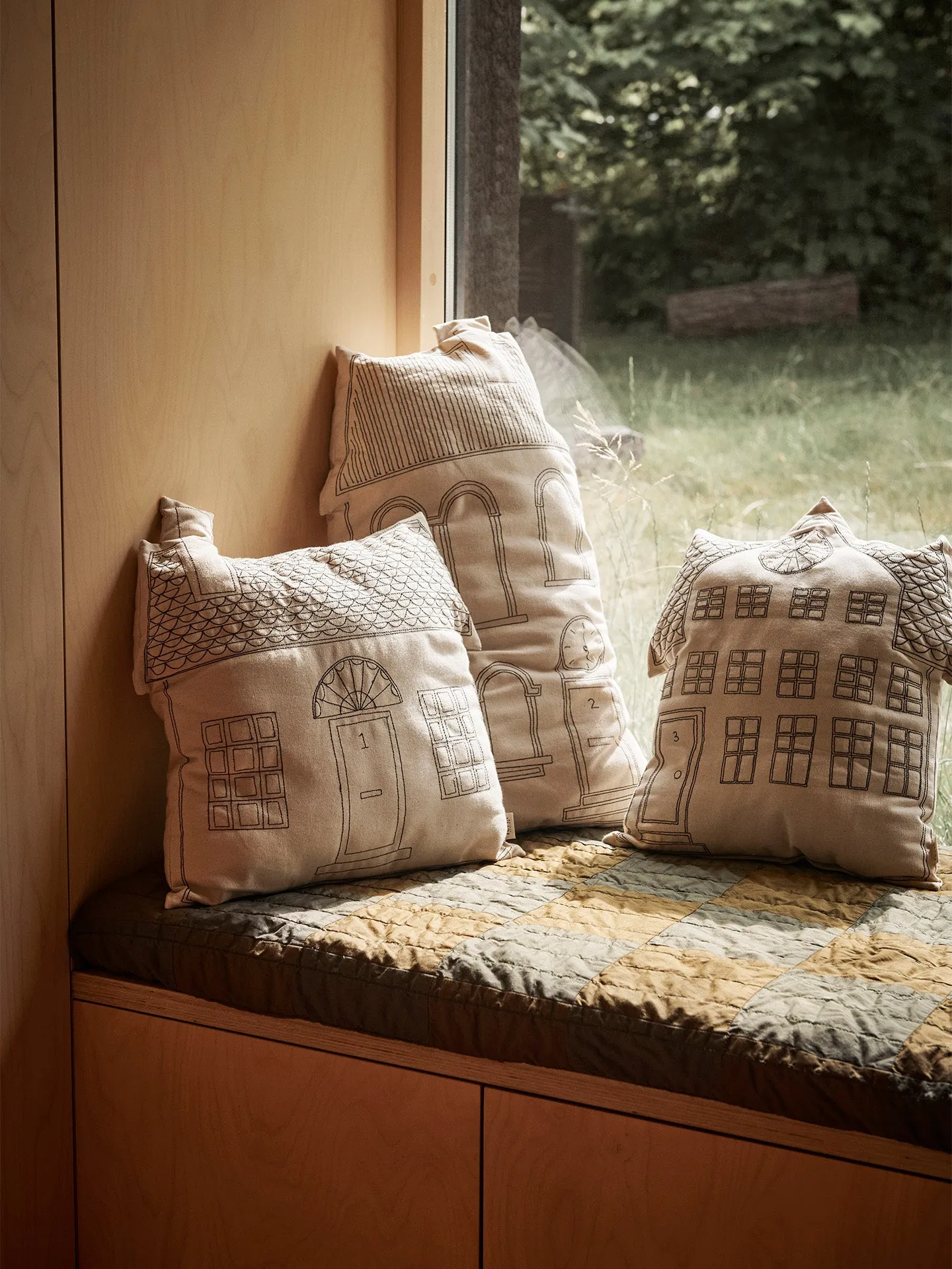 Abode Cottage House Cushion - Organic Cotton