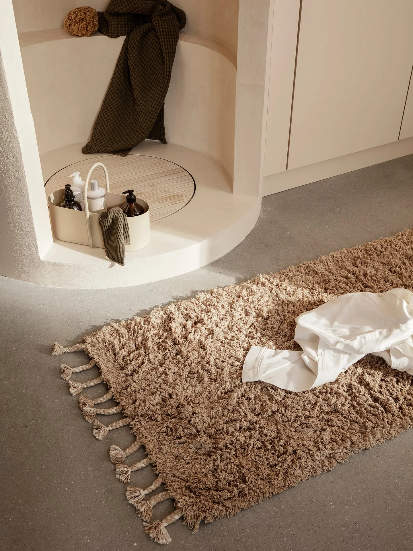 Amass Long Pile Runner - White Pepper, Cotton