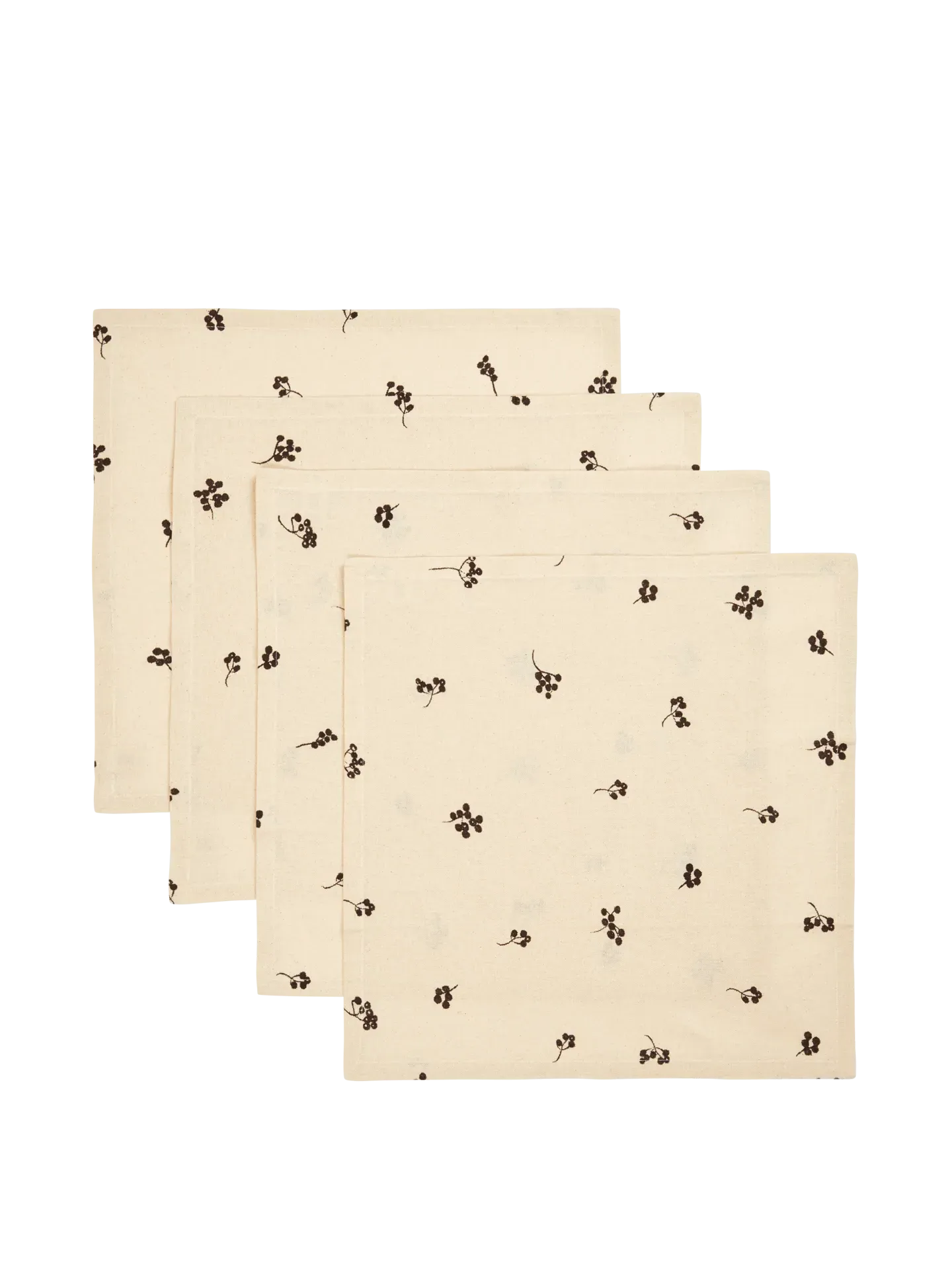 Baies Napkins Set of 4 - Natural, Dark Chocolate