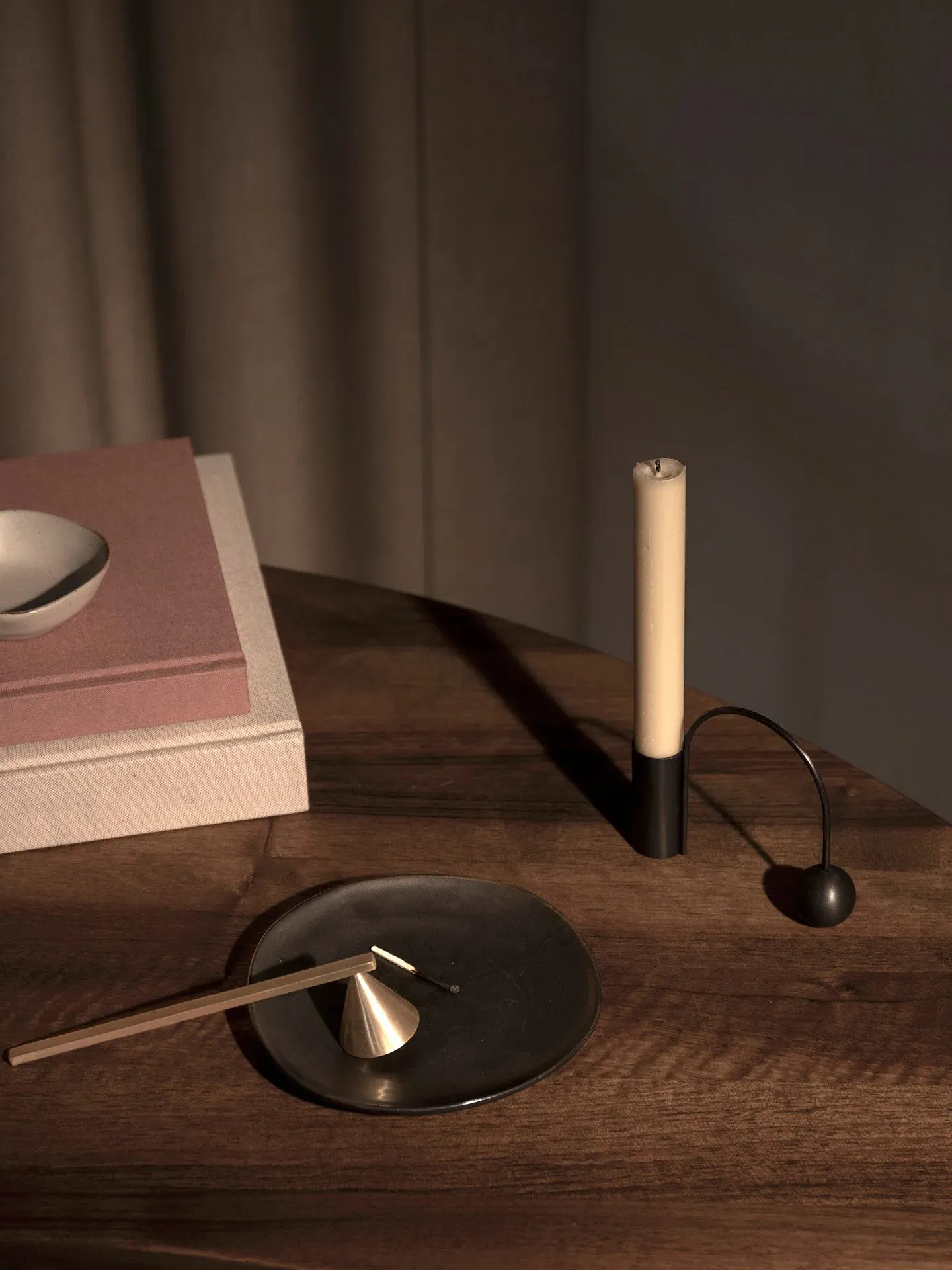 Balance Candle Holder - Black Brass