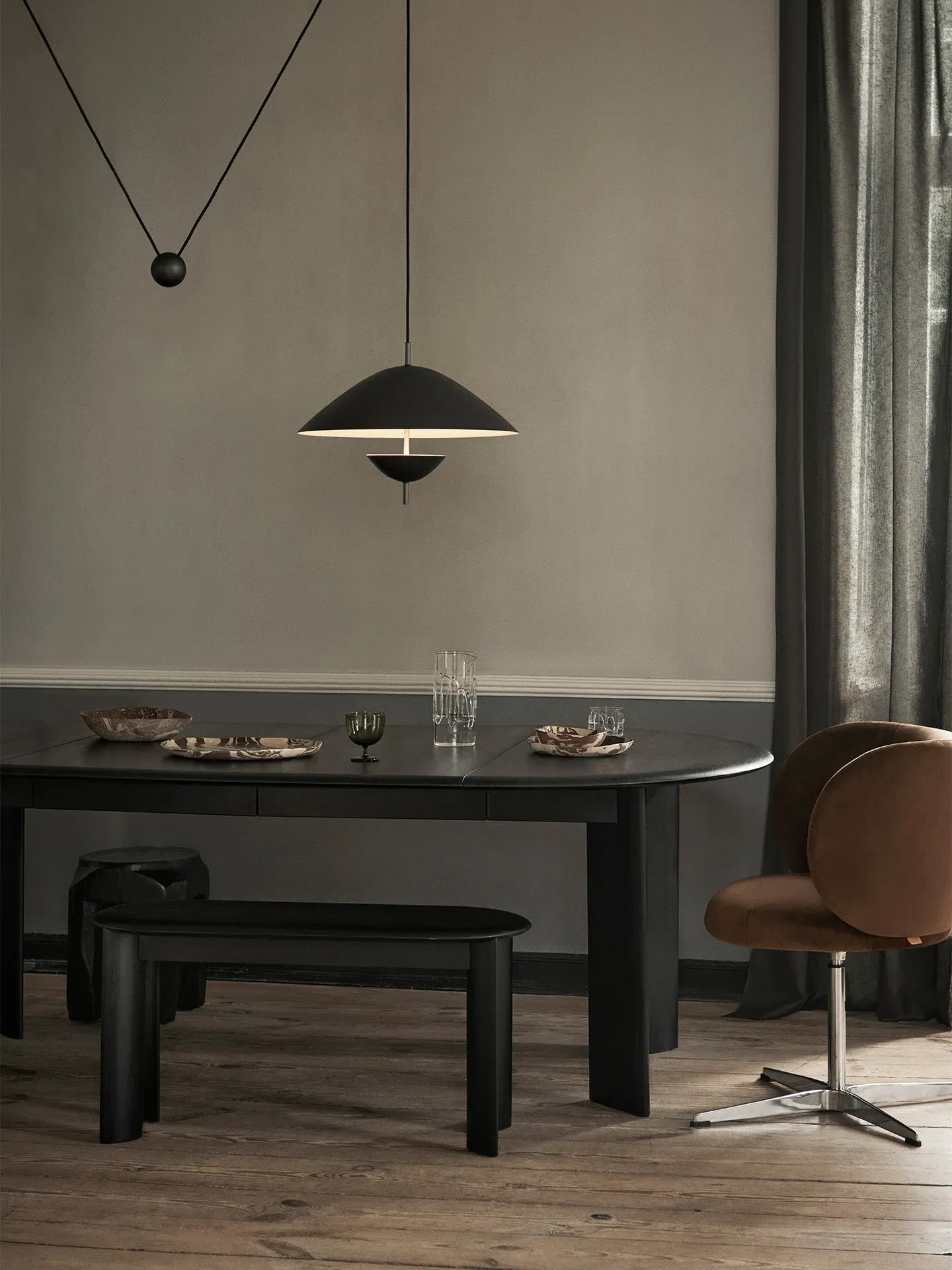 Bevel Bench - Black, Oiled Beech