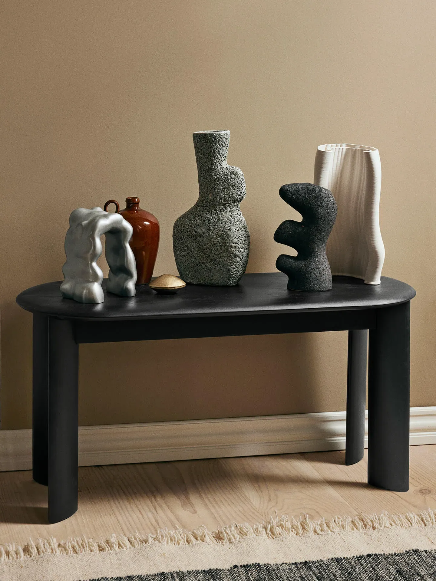 Bevel Bench - Black, Oiled Beech