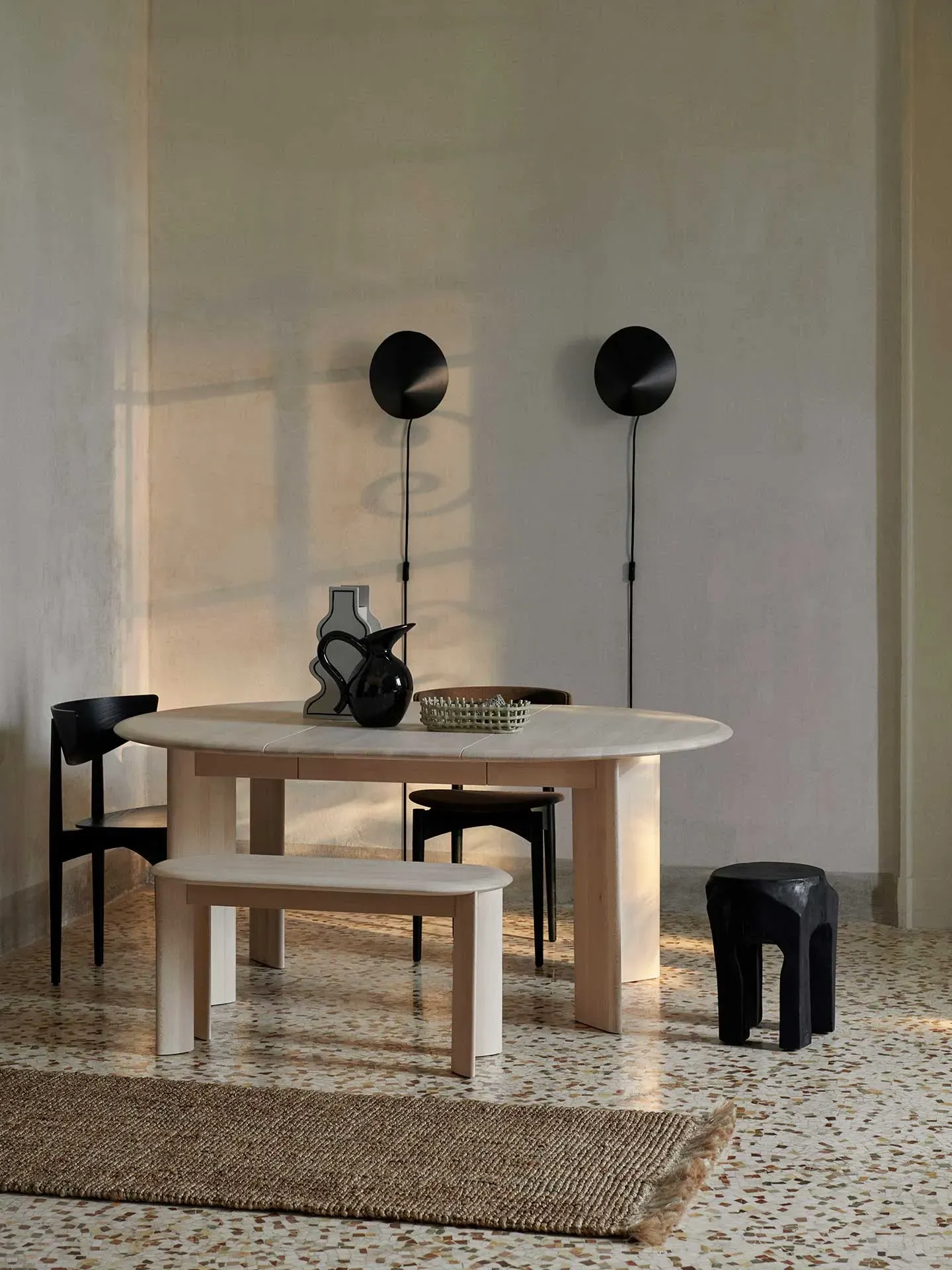 Bevel Bench - White, Oiled Beech