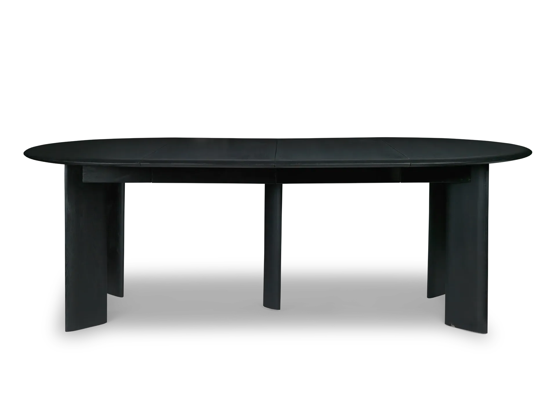 Bevel Round Dining Table Extendable - Black, Oiled Beech image