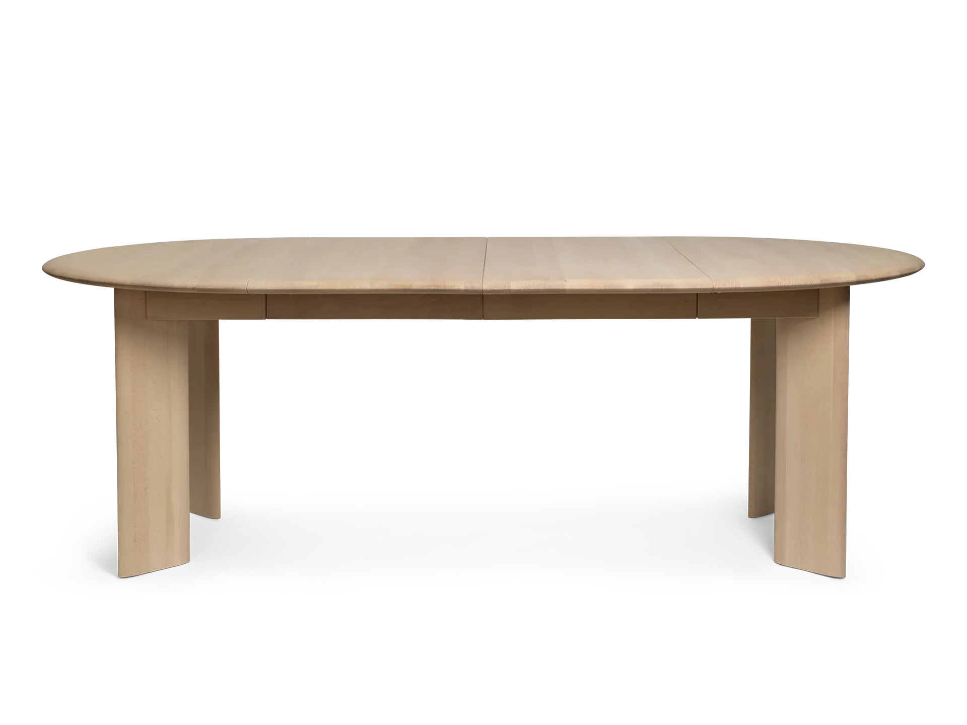 Bevel Round Dining Table Extendable - White, Oiled Beech