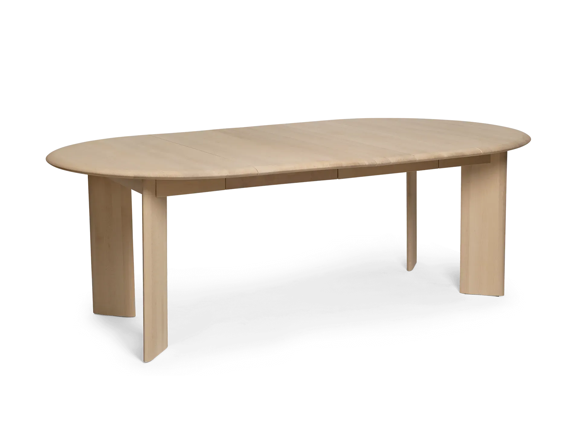 Bevel Round Dining Table Extendable - White, Oiled Beech