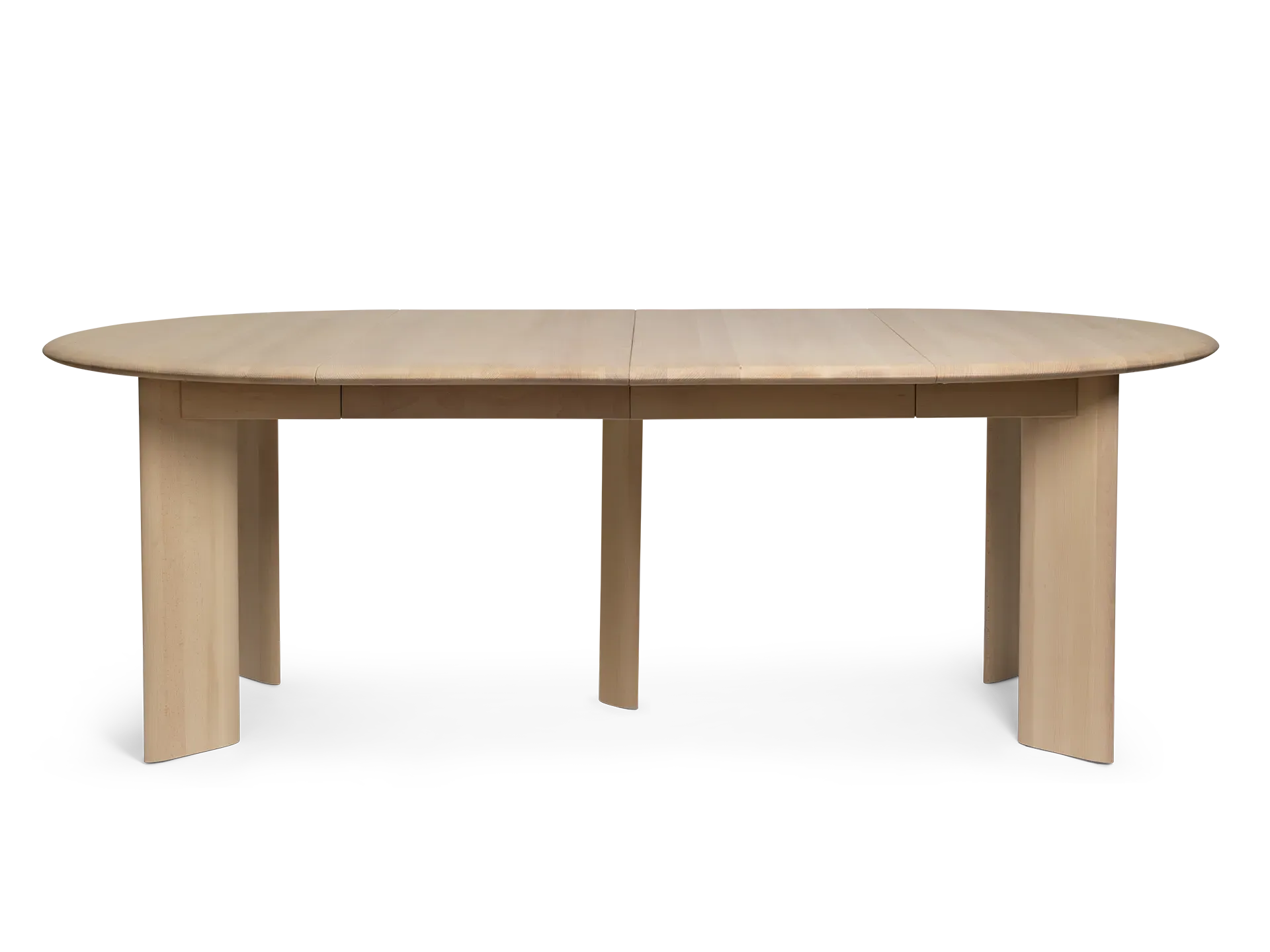 Bevel Round Dining Table Extendable - White, Oiled Beech