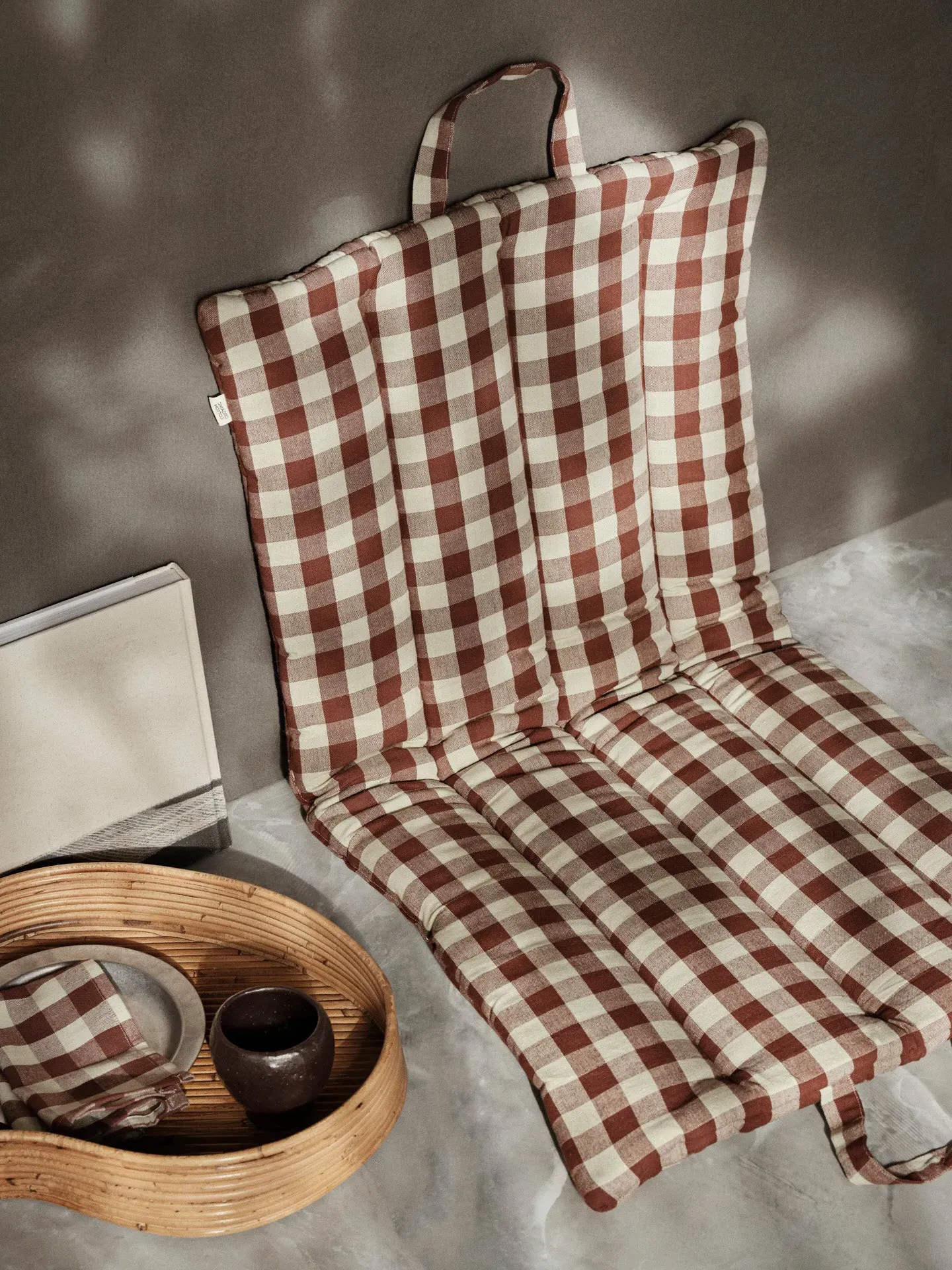 Bothy Check Folding Mat - Cinnamon/Grey Green