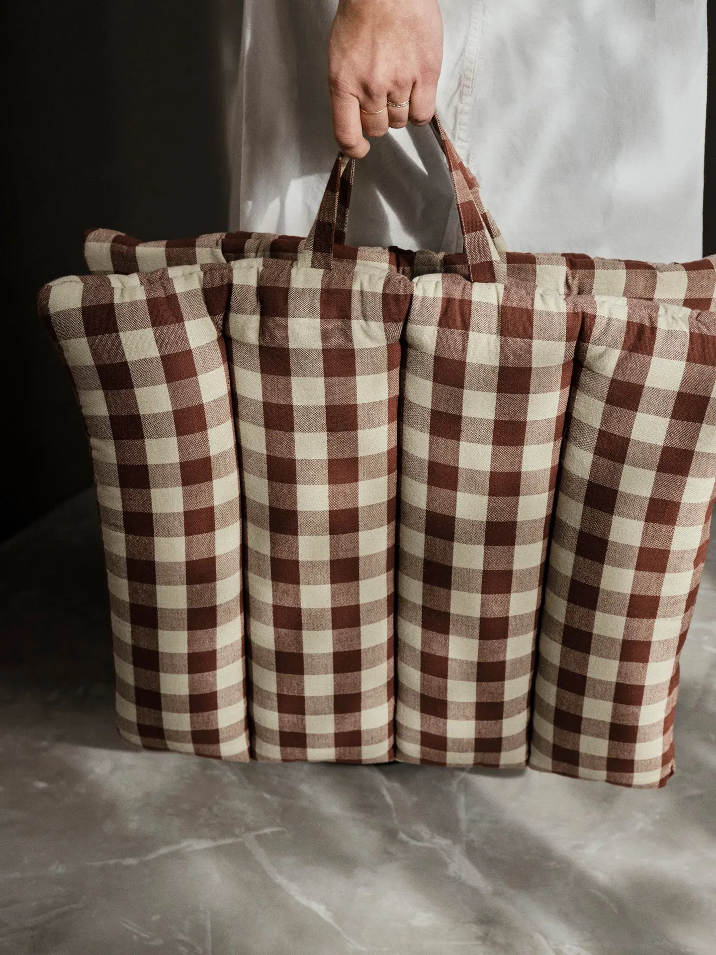 Bothy Check Folding Mat - Cinnamon/Grey Green