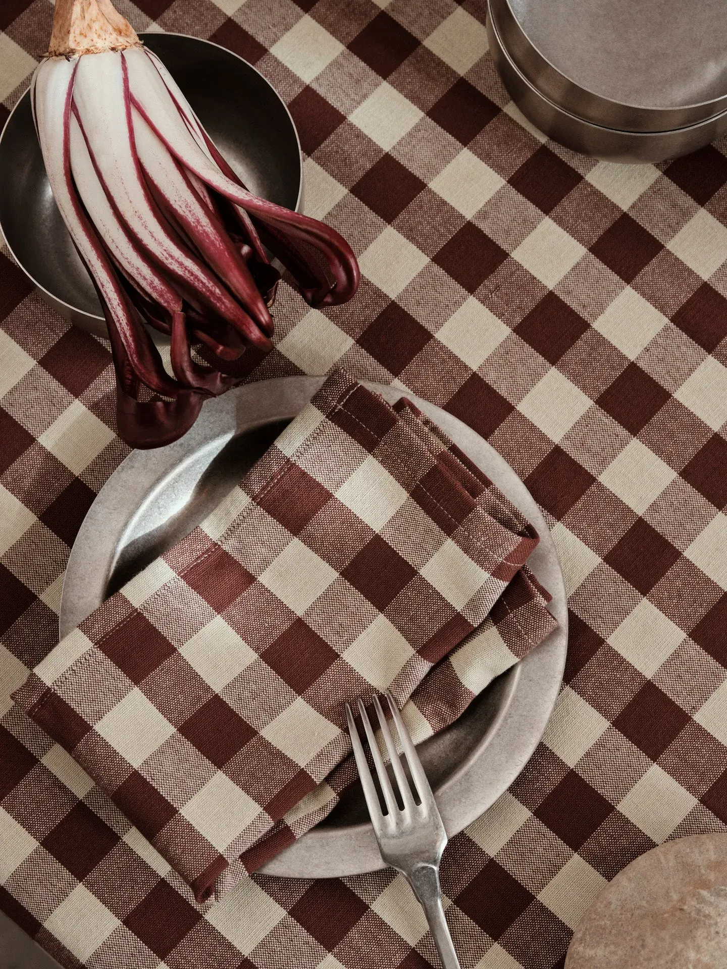 Bothy Check Table Cloth - Cinnamon/Grey Green