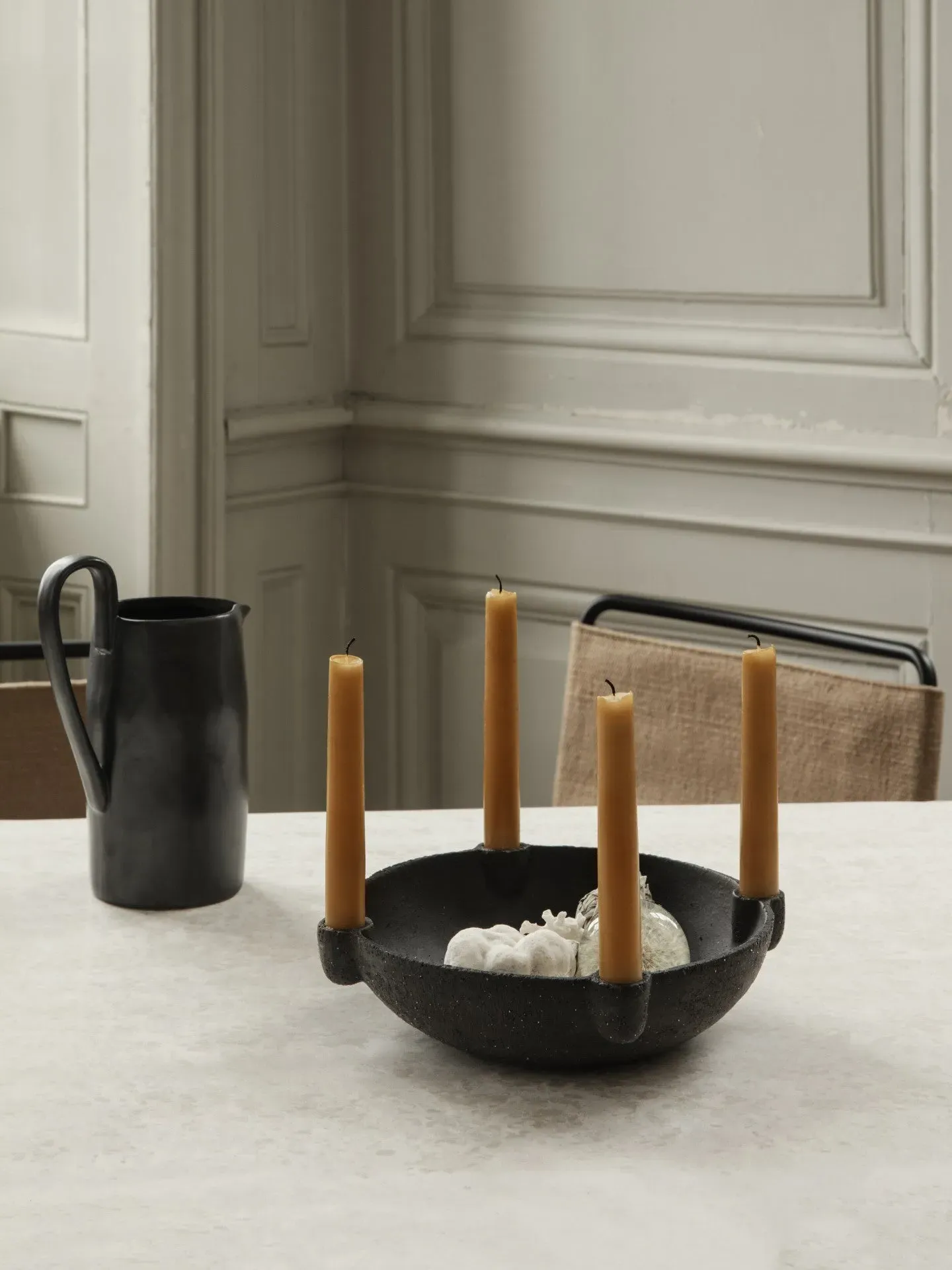 Bowl Large Candle Holder - Dark Grey, Ceramic