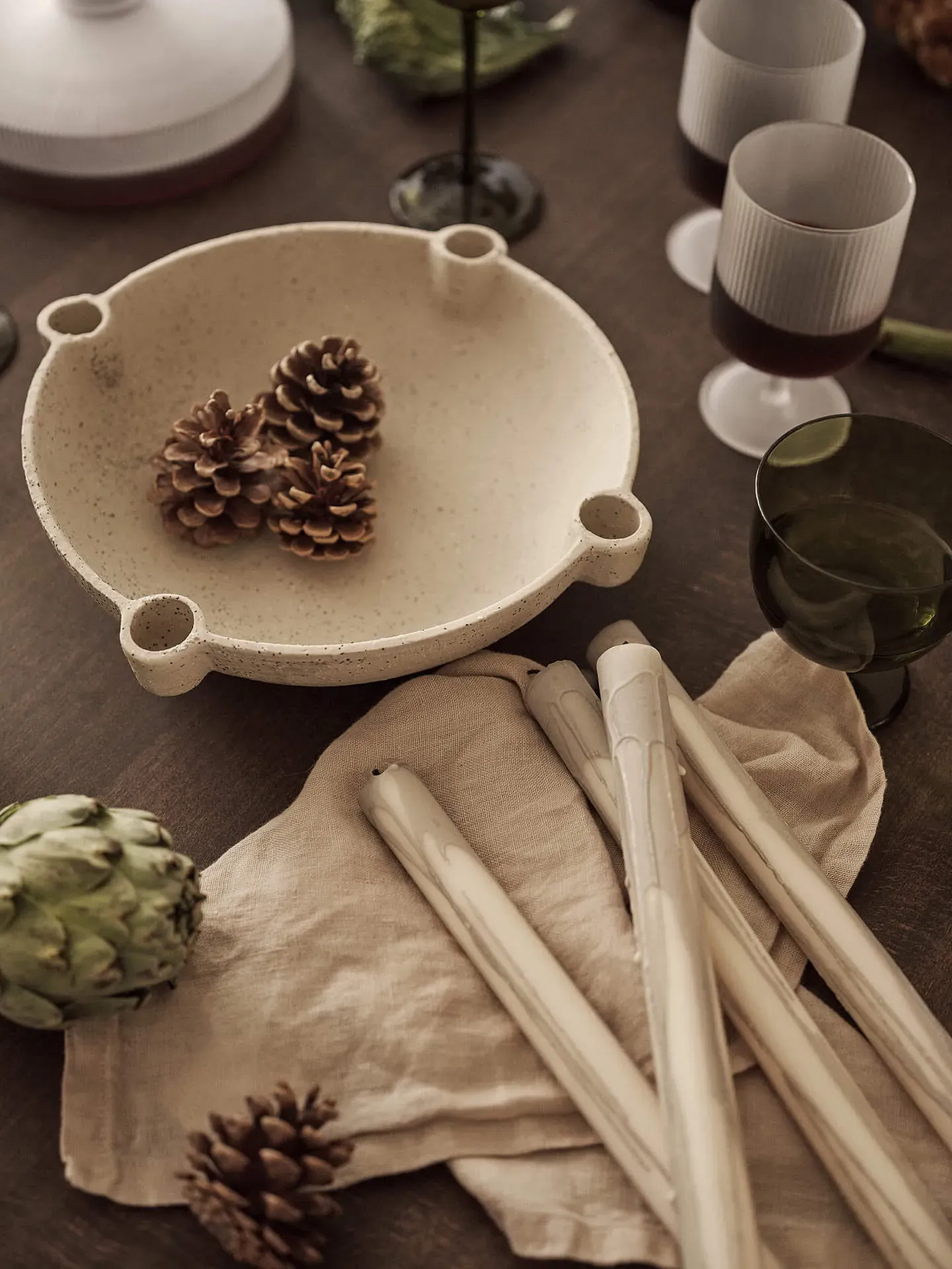 Bowl Large Candle Holder - Sand, Ceramic