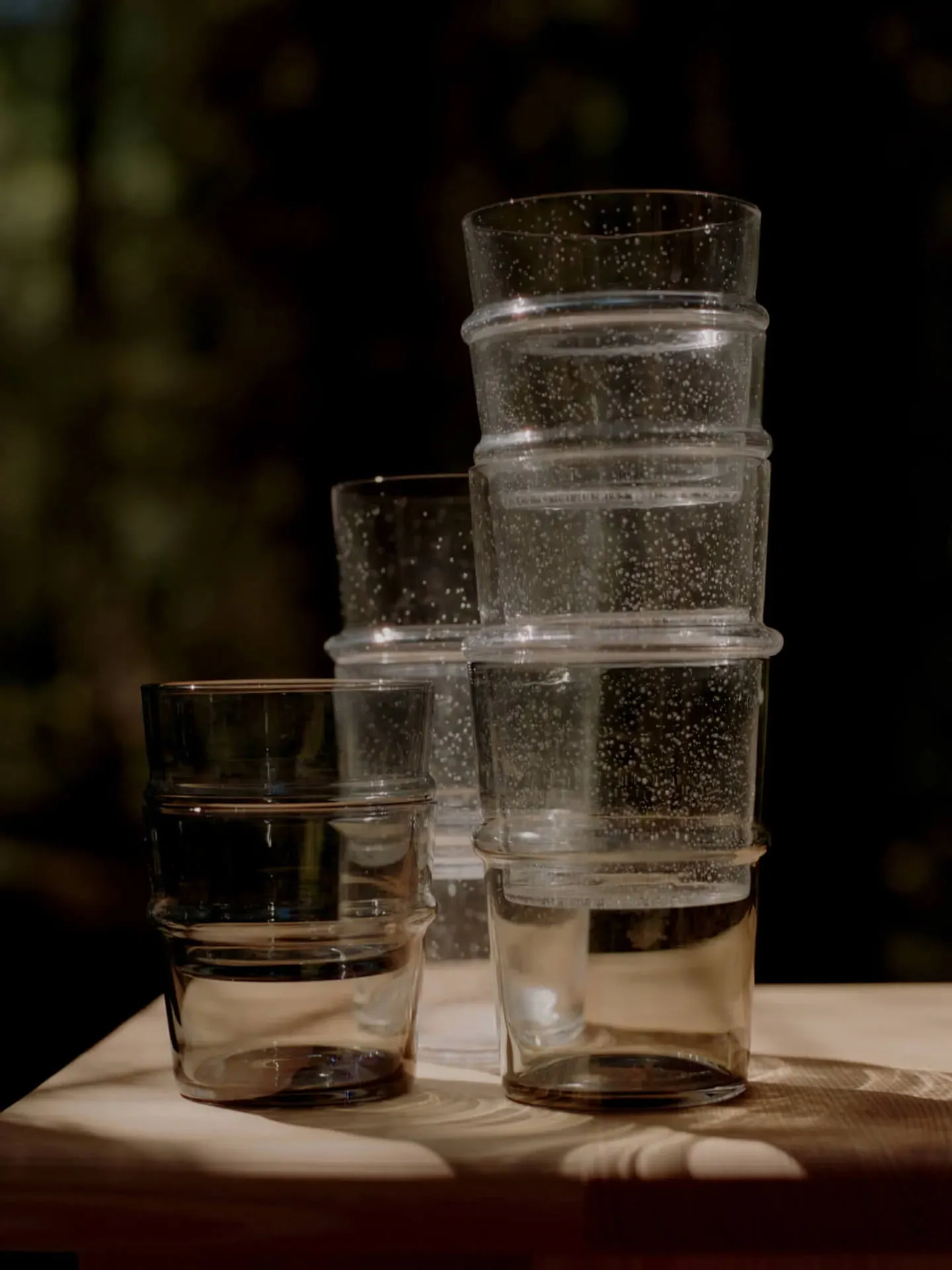 Boya Tall Glasses Set of 2 - Clear with Bubbles