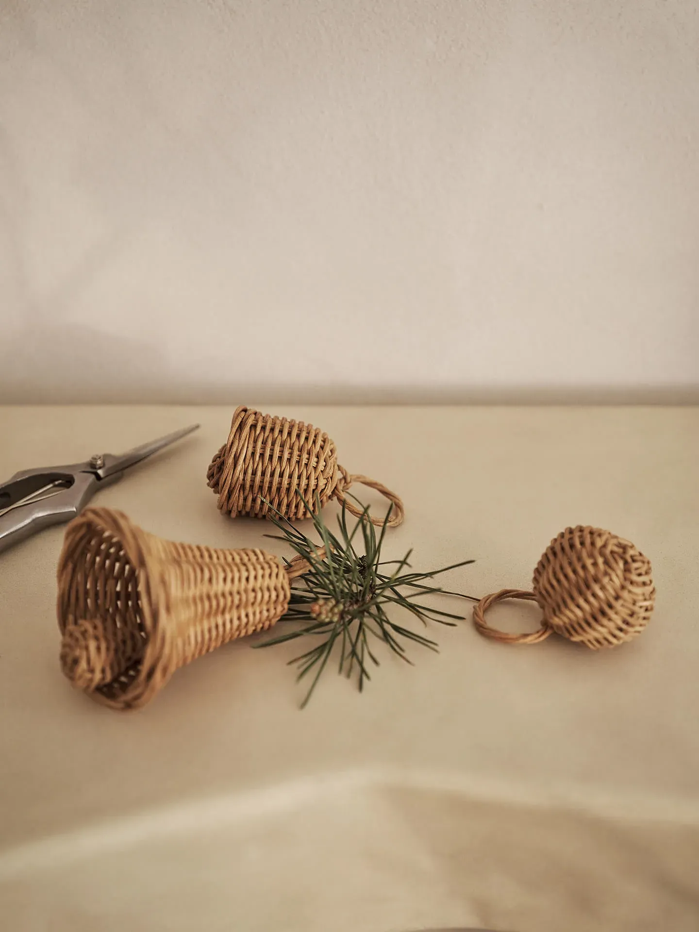 Braided Bell Baubles Set of 3 - Natural