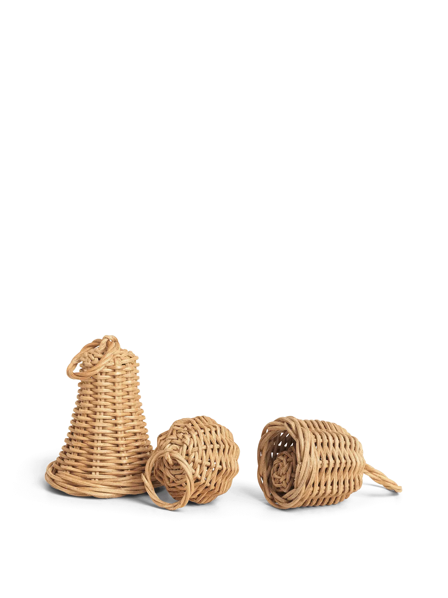 Braided Bell Baubles Set of 3 - Natural