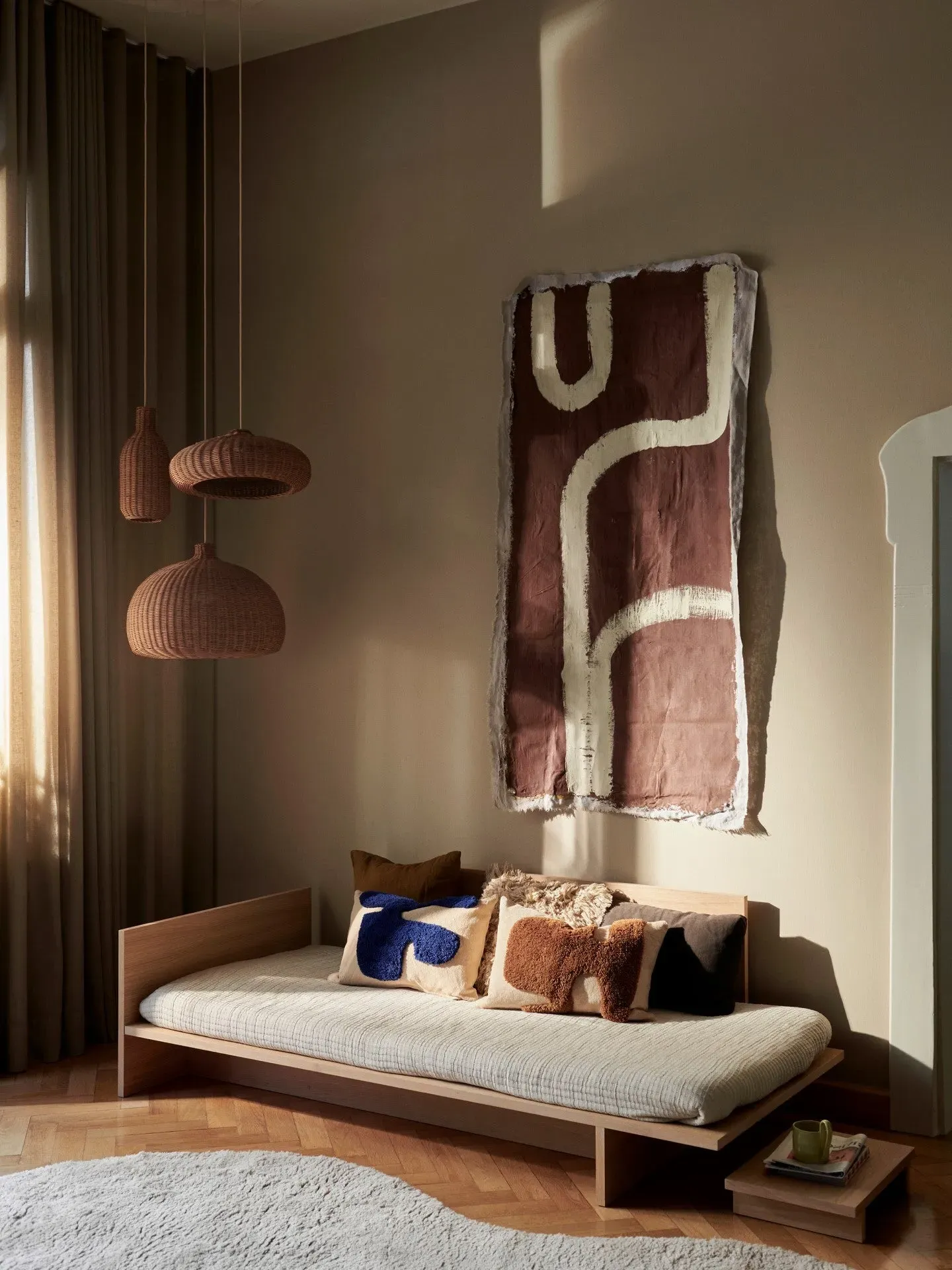 Braided Disc Lampshade - Natural, Rattan