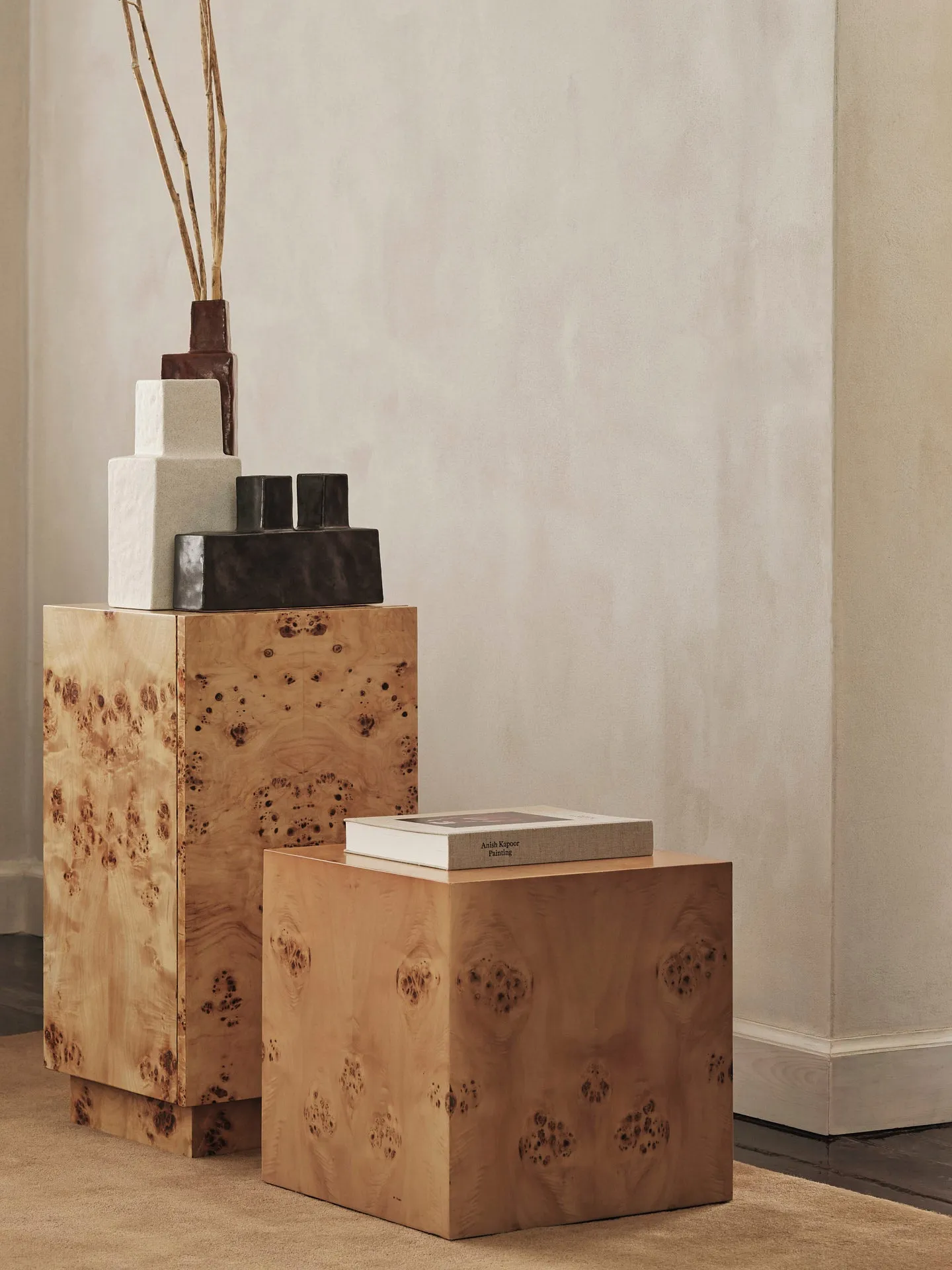 Burl Cube Side Table - Natural